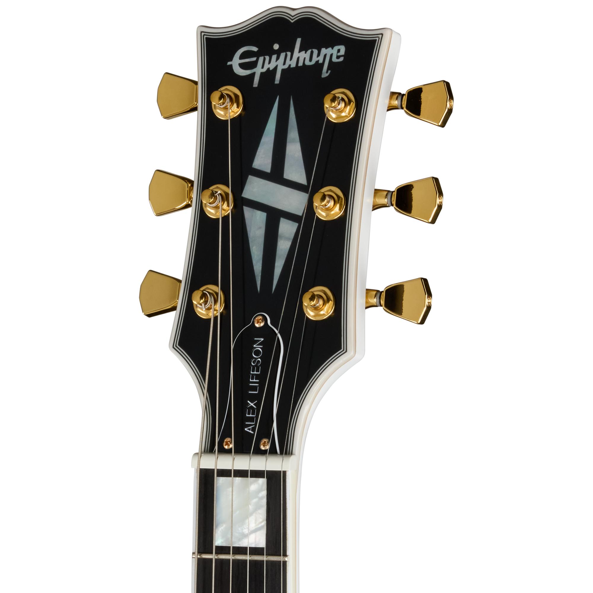Epiphone Alex Lifeson 1976 ES-355 Reissue Semi-Hollow Electric Guitar in Alpine White - ECAL355AWGM_5_Headstock.jpg