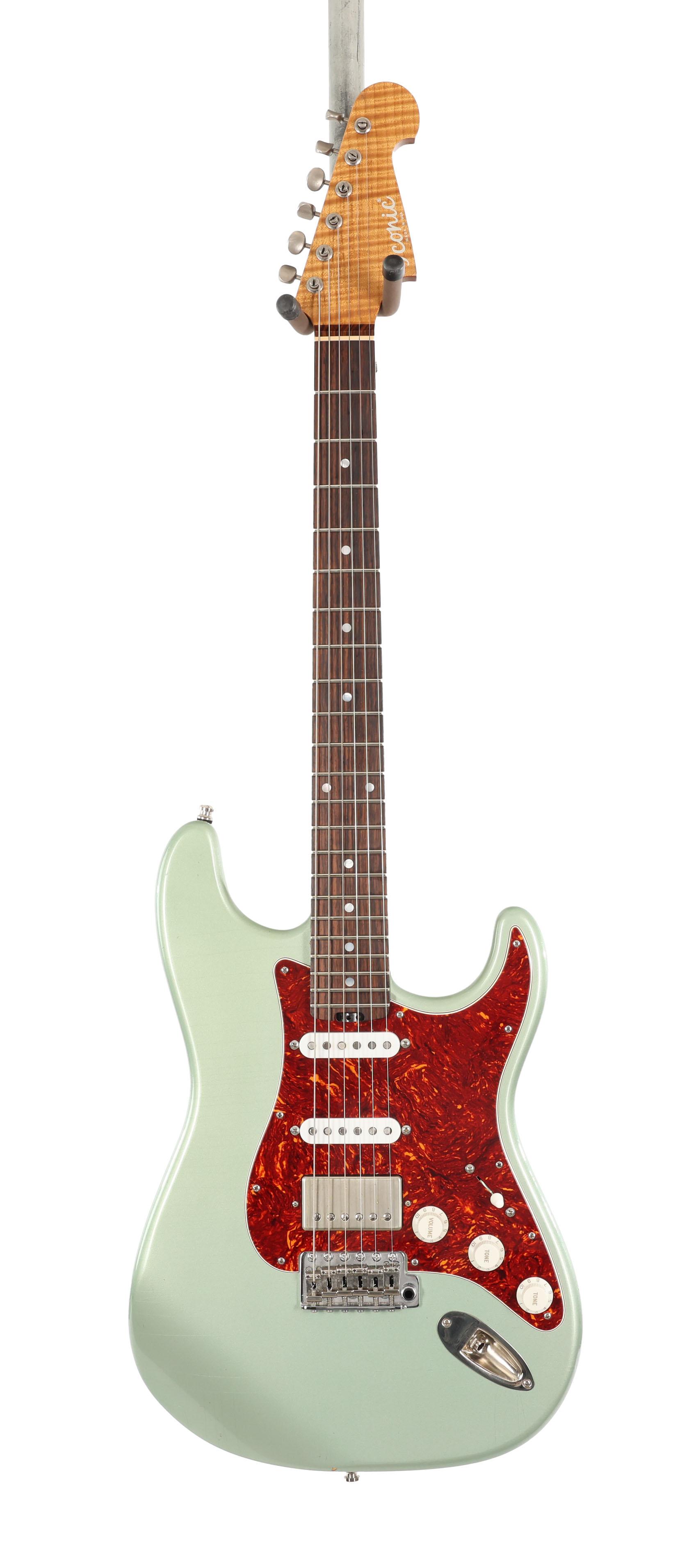Second Hand Iconic Solana HSS Electric Guitar in Sage Green w/ 5A Flame Maple Neck 531 - SH-114-2531 (4).jpg