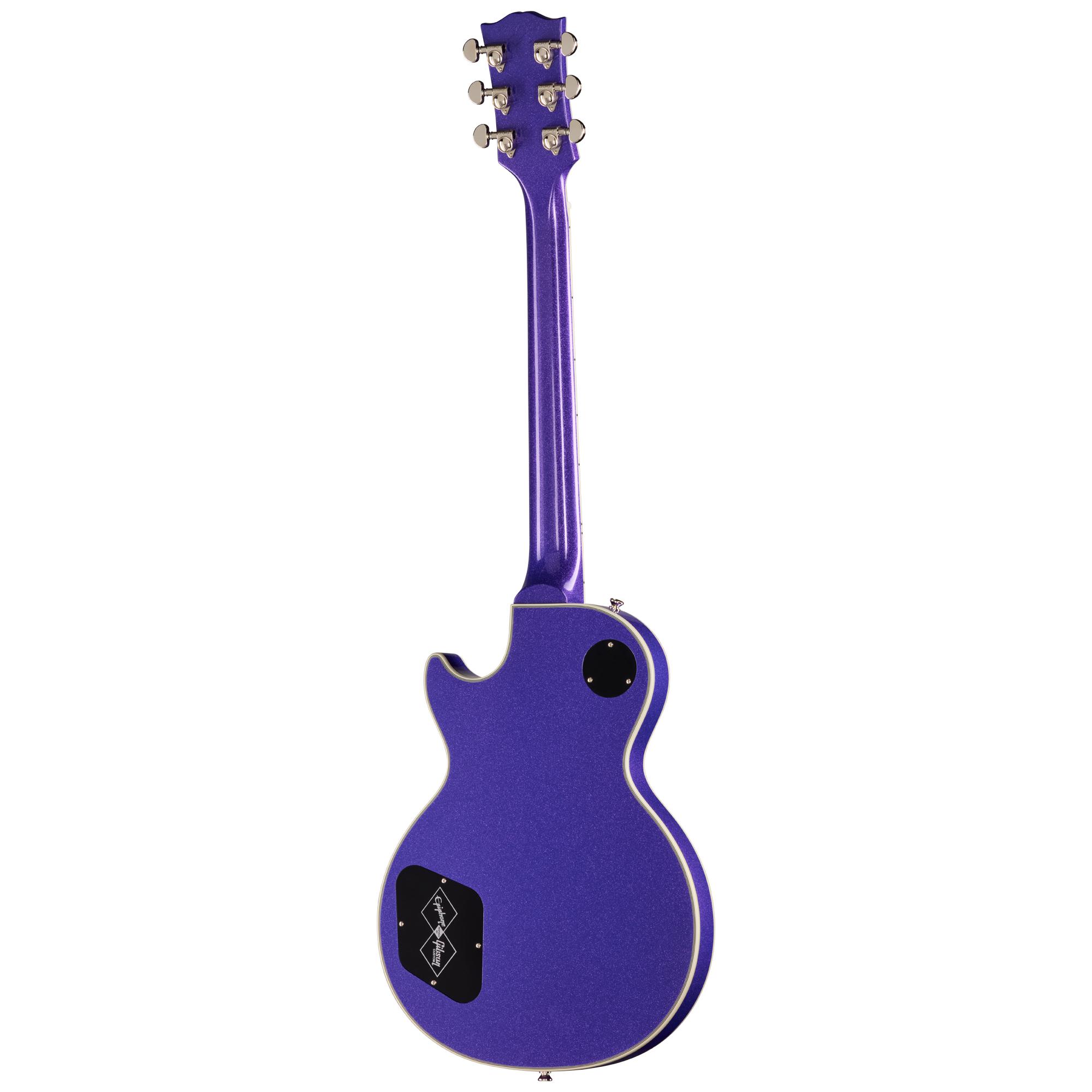 Epiphone Inspired by Gibson Custom Les Paul Custom Electric Guitar in Amethyst Sparkle - ECLPCASNH-Back.jpg