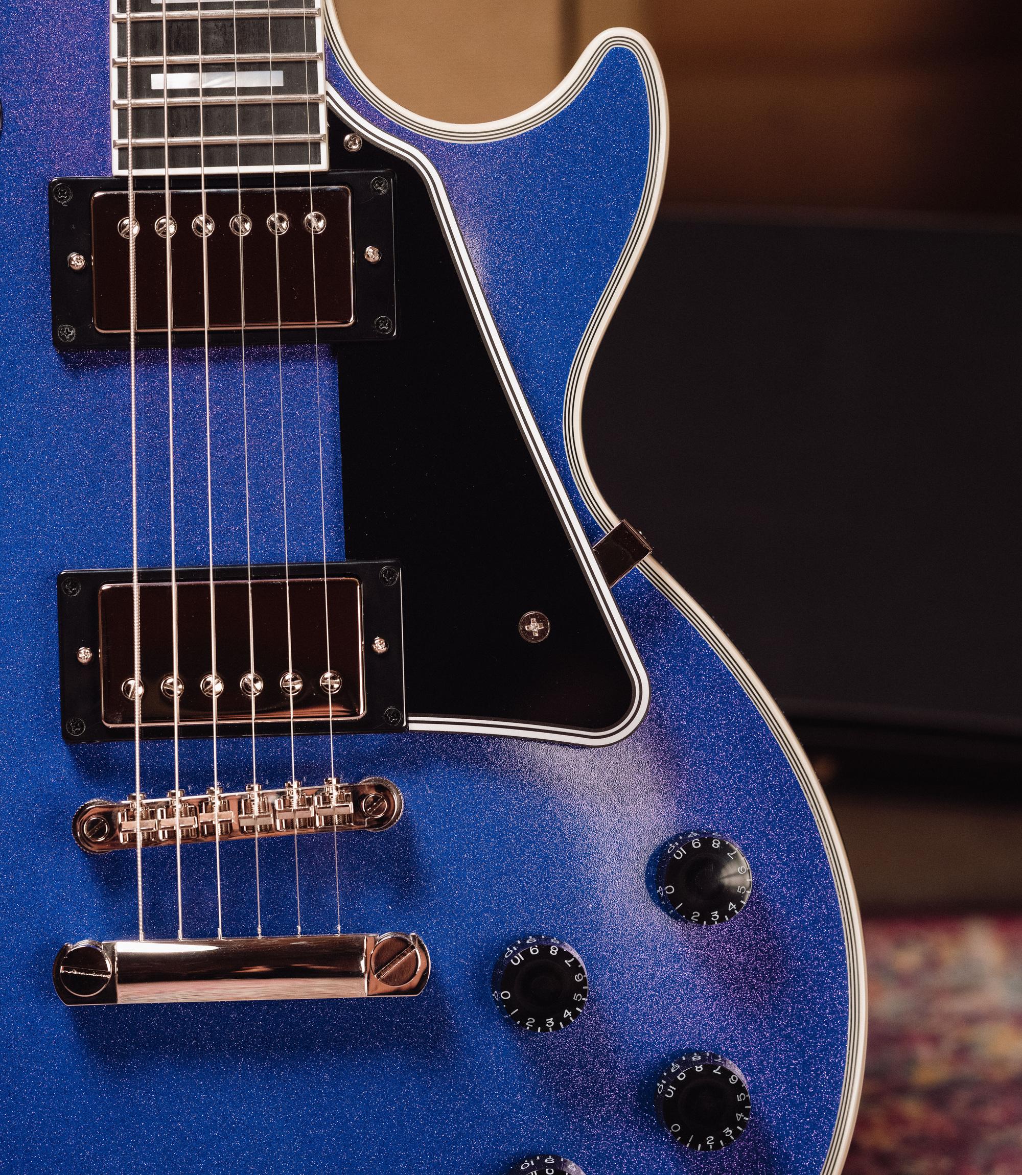 Epiphone Inspired by Gibson Custom Les Paul Custom Electric Guitar in Amethyst Sparkle - ECLPCASNH-Detail.jpg