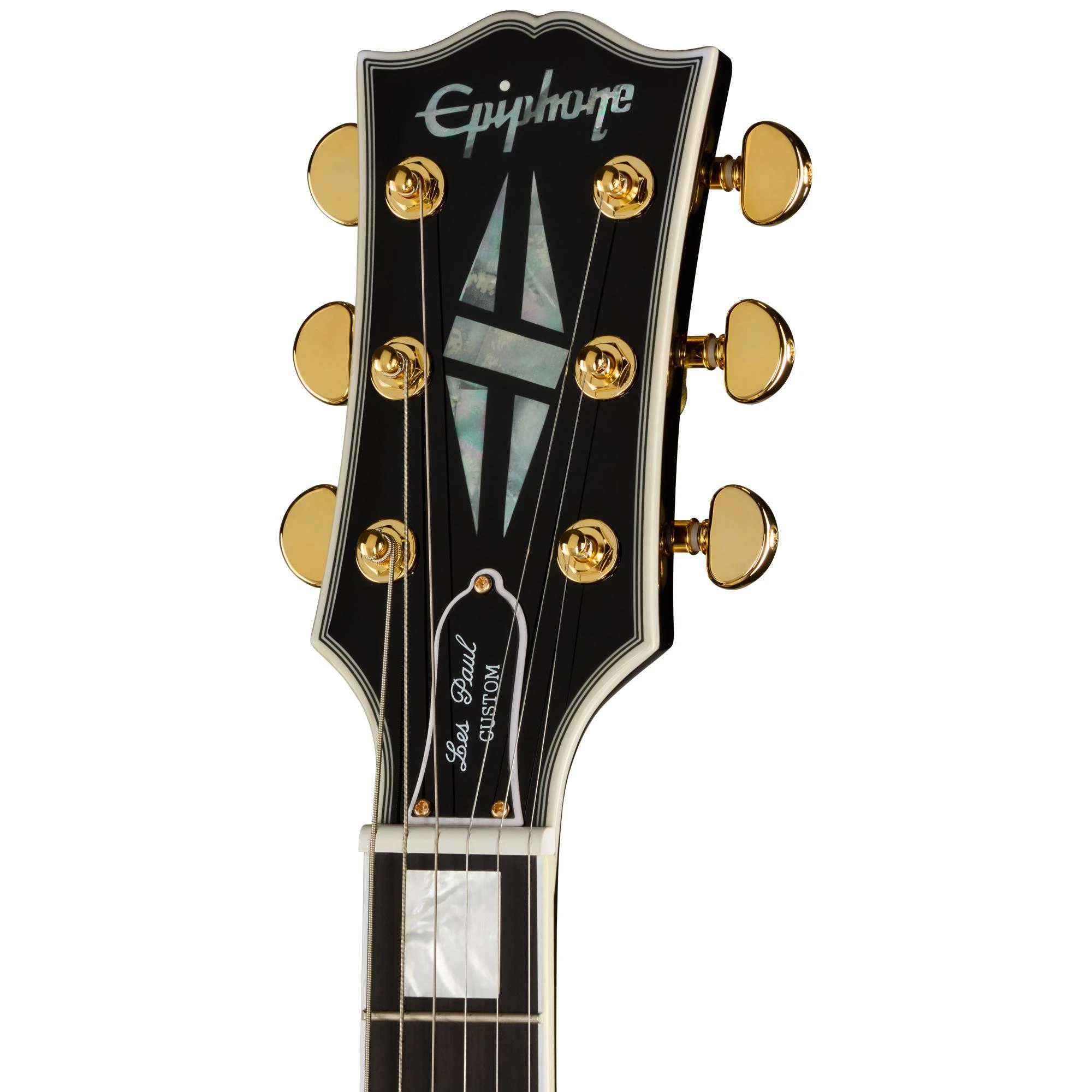 Epiphone Inspired by Gibson Custom Les Paul Custom Electric Guitar in Sedona Burst - ECLPCSDGH-Headstock.jpg