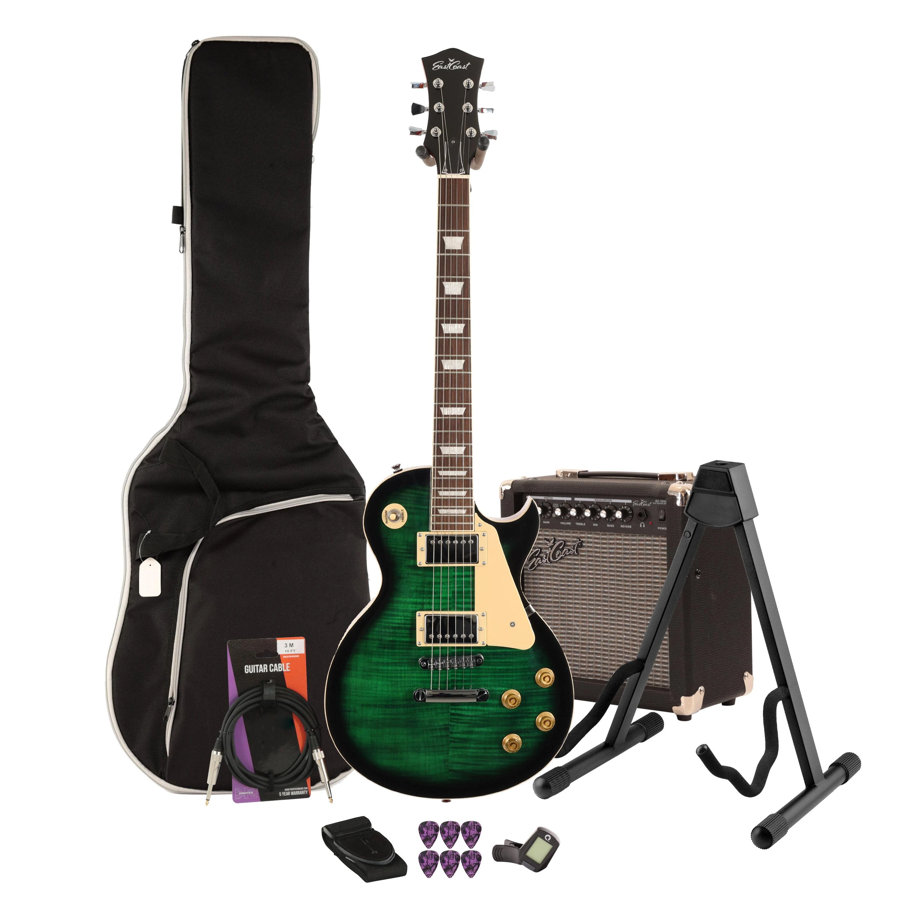 Eastcoast L1 Boa Green Electric Guitar 15W Amp Bundle - _BUN-EC-L1-BGB15-1.jpg
