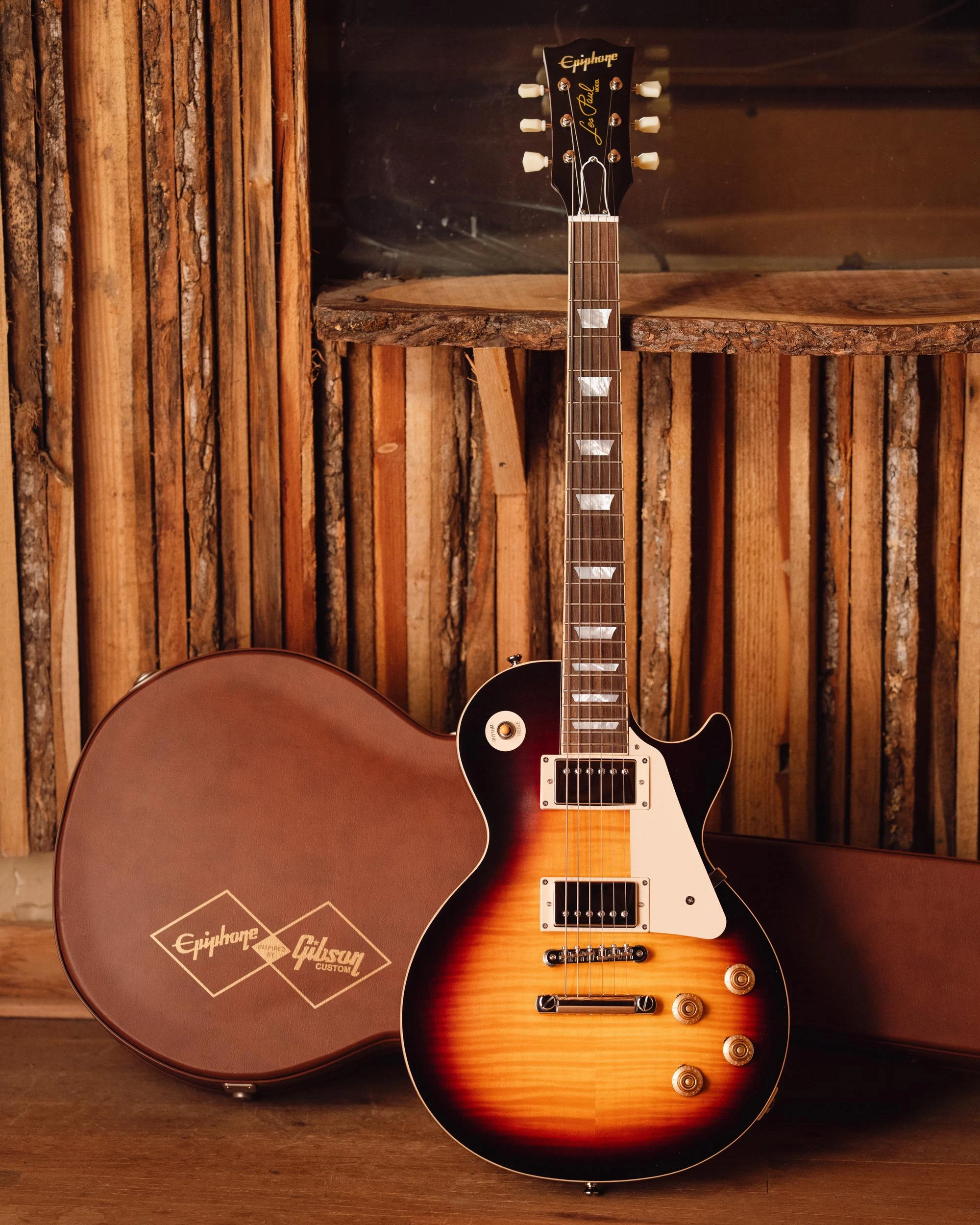 Epiphone Inspired by Gibson Custom 1959 Les Paul Standard Reissue Electric Guitar in Dark Burst - ECLPR9DKNH1-Lifestyle.jpg