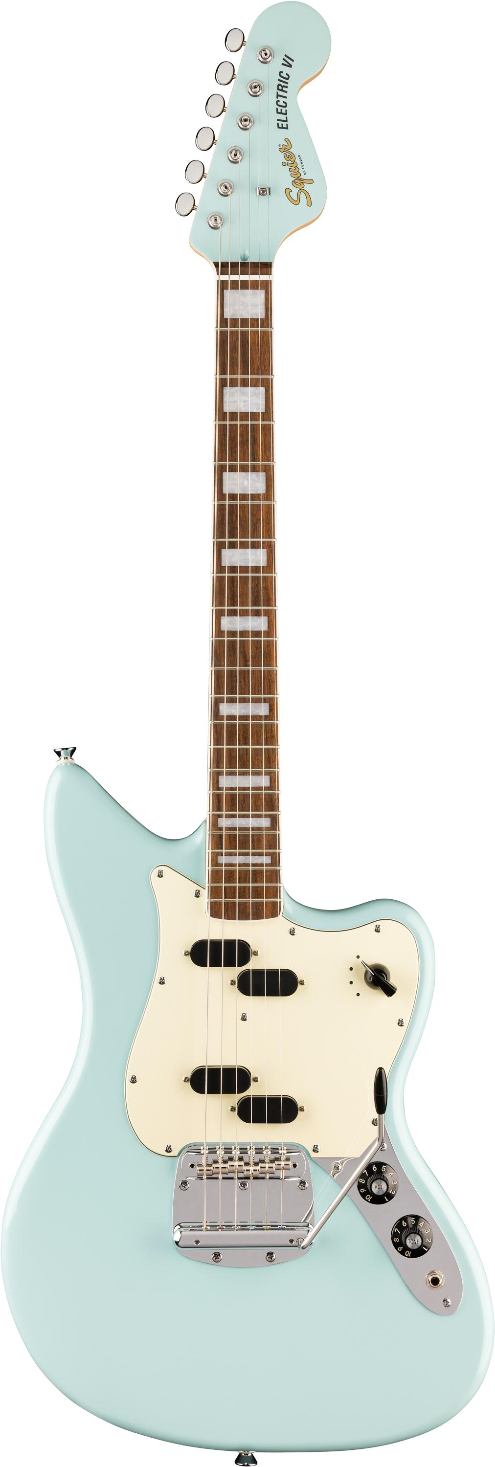 squire ギター Squier Paranormal Electric VI in Daphne Blue - Andertons Music Co