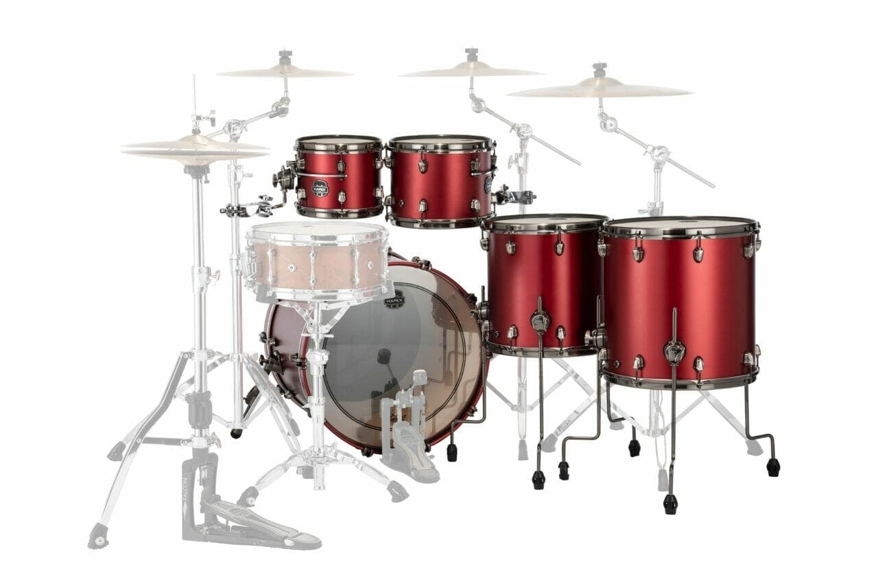 Mapex Saturn Evolution Maple 5-Piece Shell Pack 22 in Tuscan Red - SE628XMB-PA-Mapex-Saturn-Evolution-Maple-5-Piece-Shell-Pack-22x18-10x8-12x9-14x14ft-16x16ft-TH800-x2-in-Tuscan-Red-Behind.jpg
