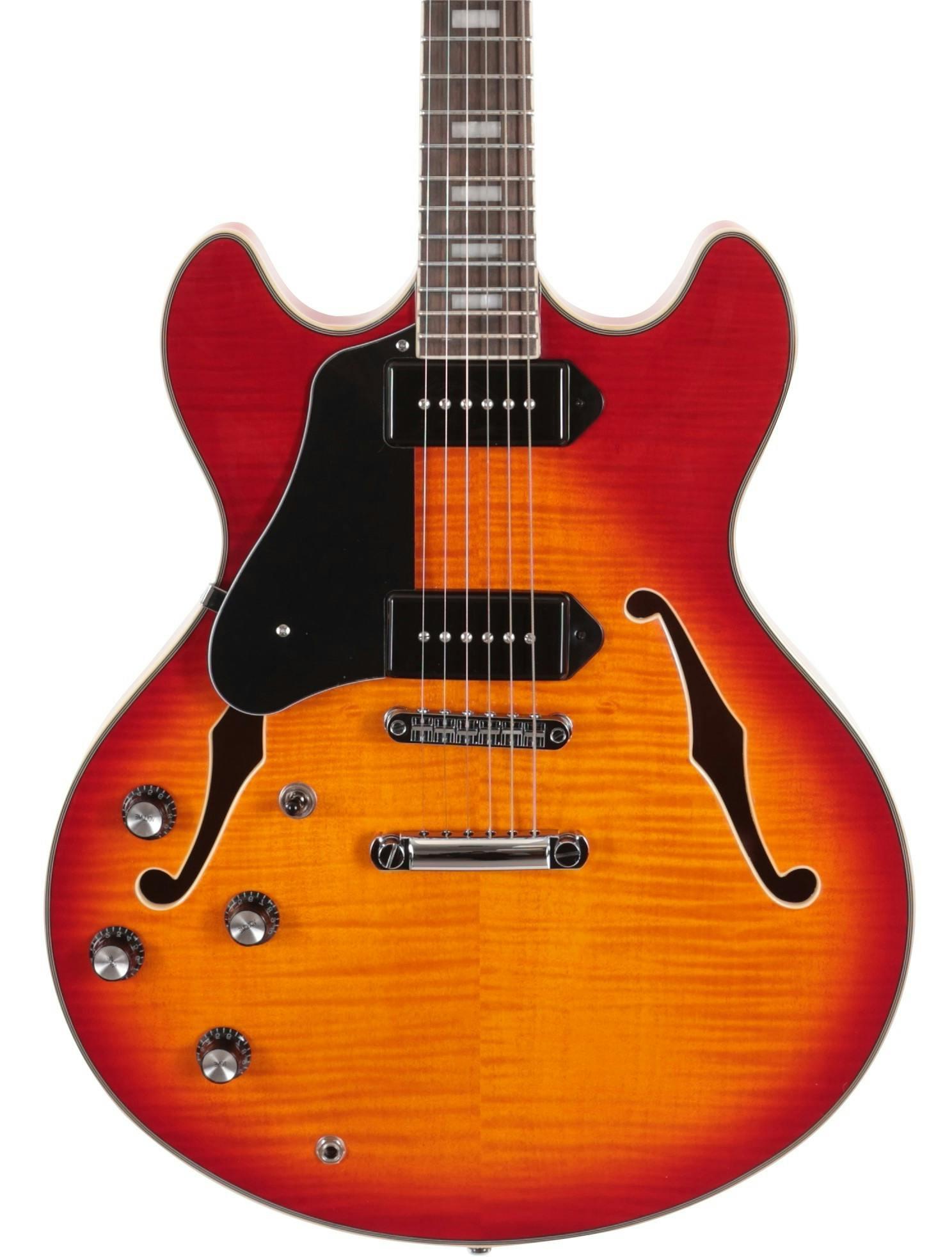 B Stock : Sire Larry Carlton H7V Left Handed Semi-Hollow Electric Guitar in Cherry Sunburst - 001 - H7VLHCS-Sire-Larry-Carlton-H7V-P90s-Cherry-Sunburst-Body-Left-Handed.jpg