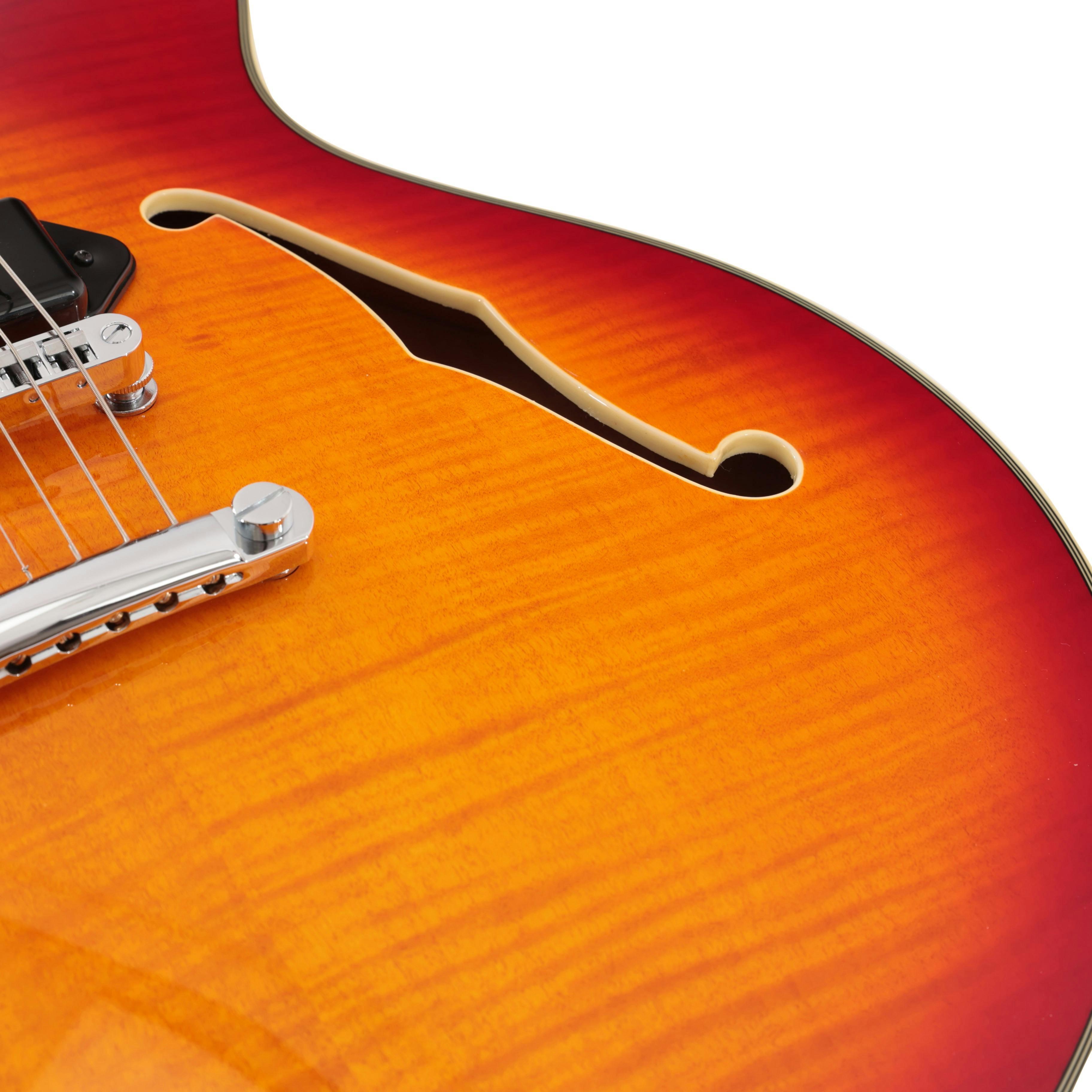B Stock : Sire Larry Carlton H7V Left Handed Semi-Hollow Electric Guitar in Cherry Sunburst - 001 - H7VLHCS-Sire-Larry-Carlton-H7V-P90s-Cherry-Sunburst-F-Hole-Left-Handed.jpg