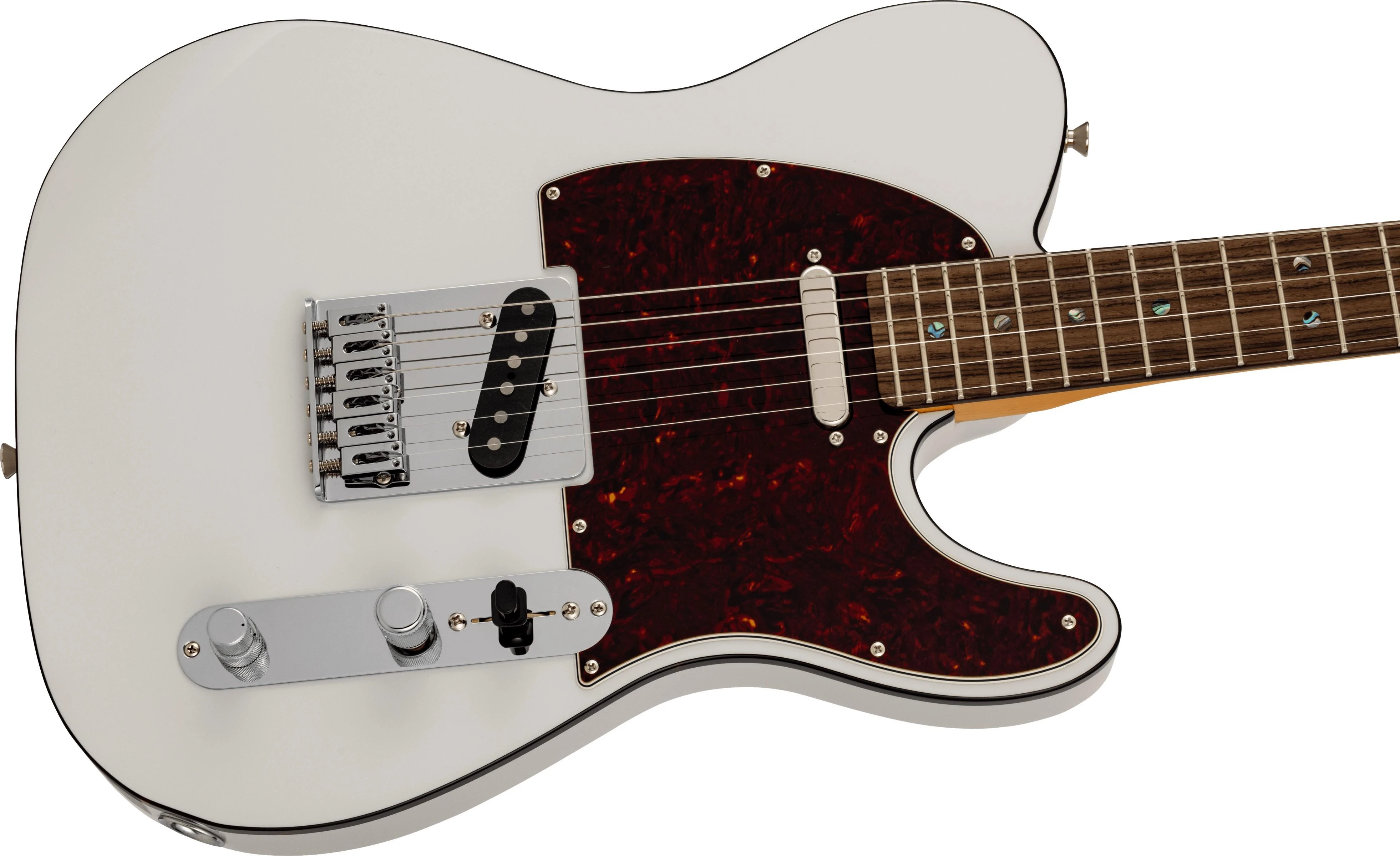 Fender Made in Japan Active Modern Telecaster Electric Guitar in Feather Grey - 5700100305-Angle.jpg