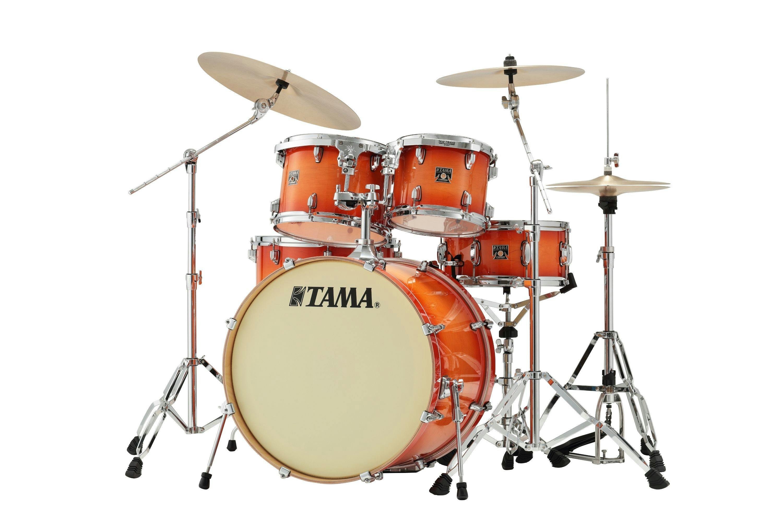 Tama Superstar Classic Maple 22" 5-piece Acoustic Shell Pack in Tangerine Lacquer Burst - 281885-CL52KS_TLB_Side_GZ.jpg