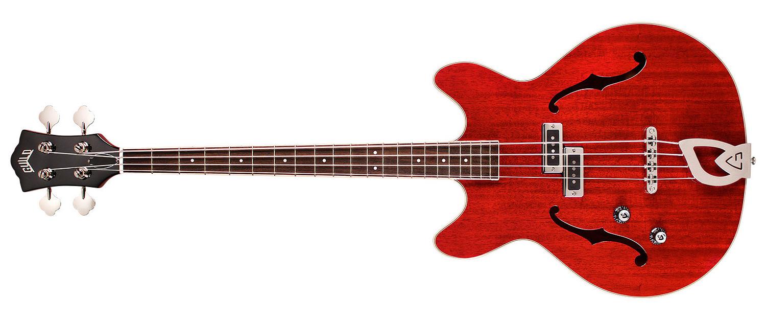 Guild Starfire I Bass LH Cherry Red Hollow Bass Guitar - GSFIBASCRLH-1.jpg