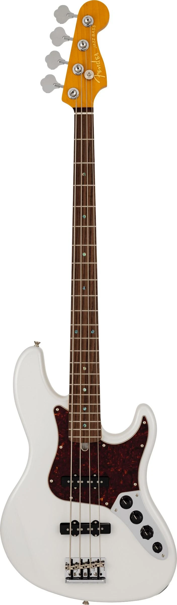 Fender Made in Japan Active Modern Jazz Bass Guitar in Feather Grey - 5702100305-Front.jpg