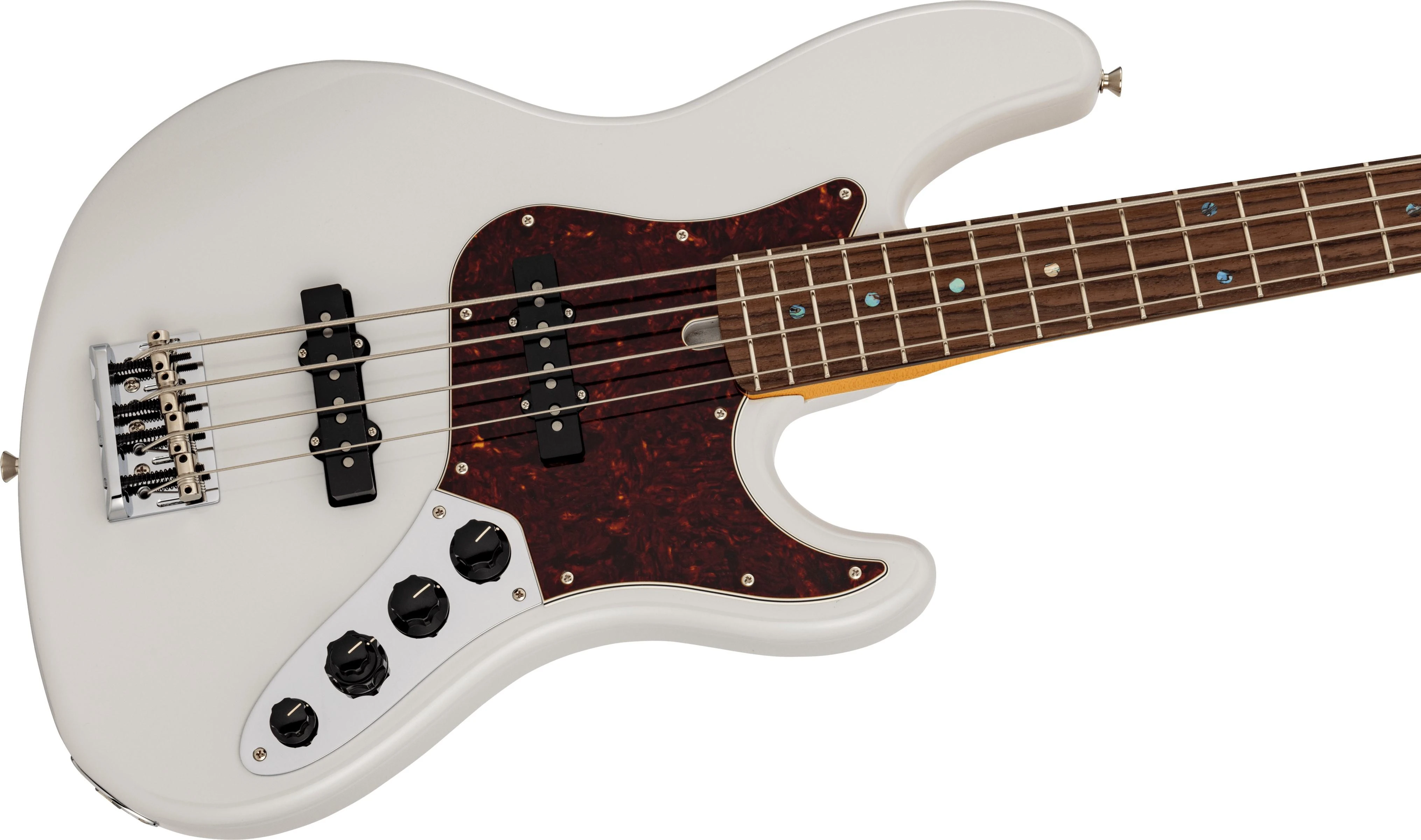 Fender Made in Japan Active Modern Jazz Bass Guitar in Feather Grey - 5702100305-Angle.jpg