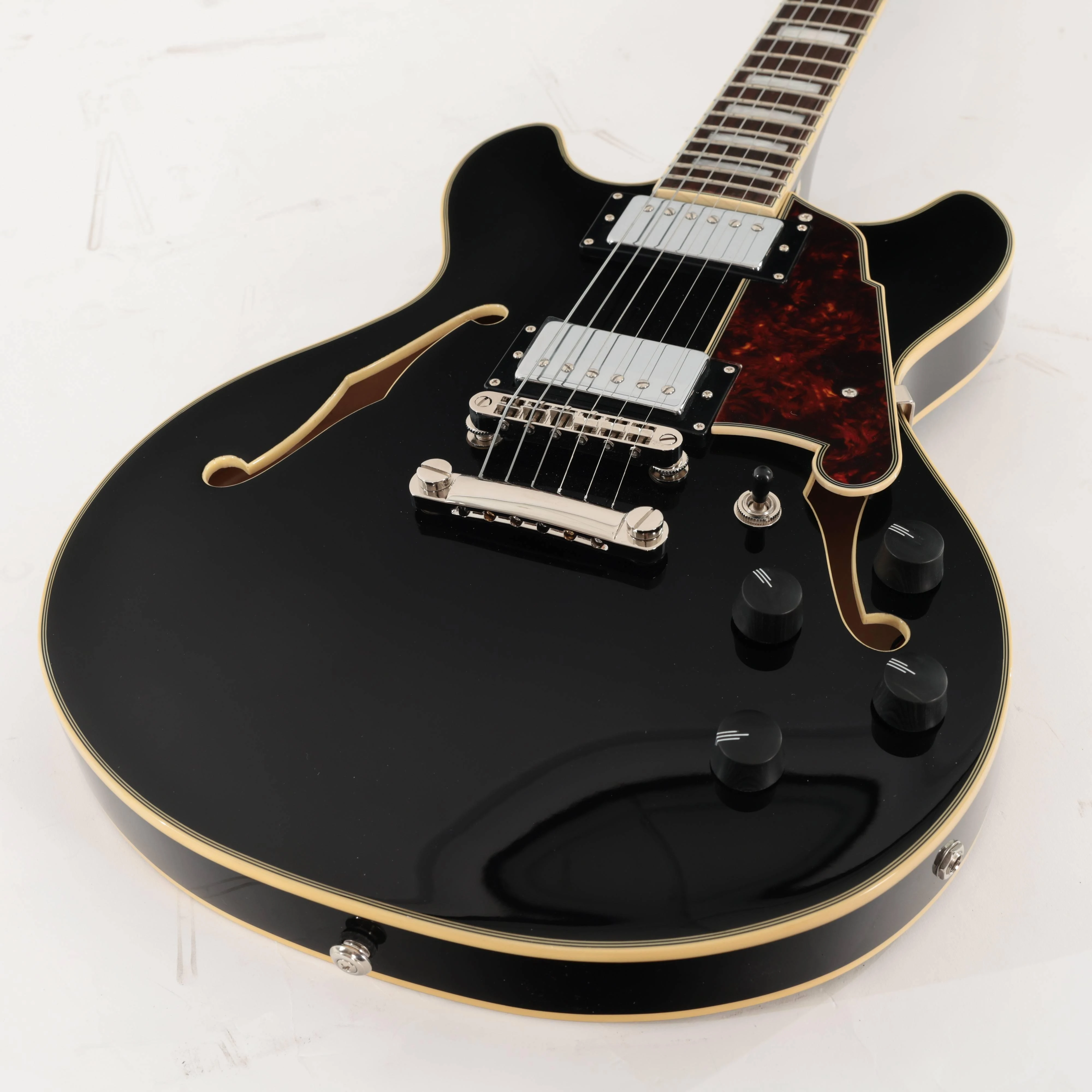 B Stock : D’Angelico Premier Mini DC Semi-Hollow Electric Guitar in Solid Black - 002 - B-DAPMDCSBK-0002 (10).jpg