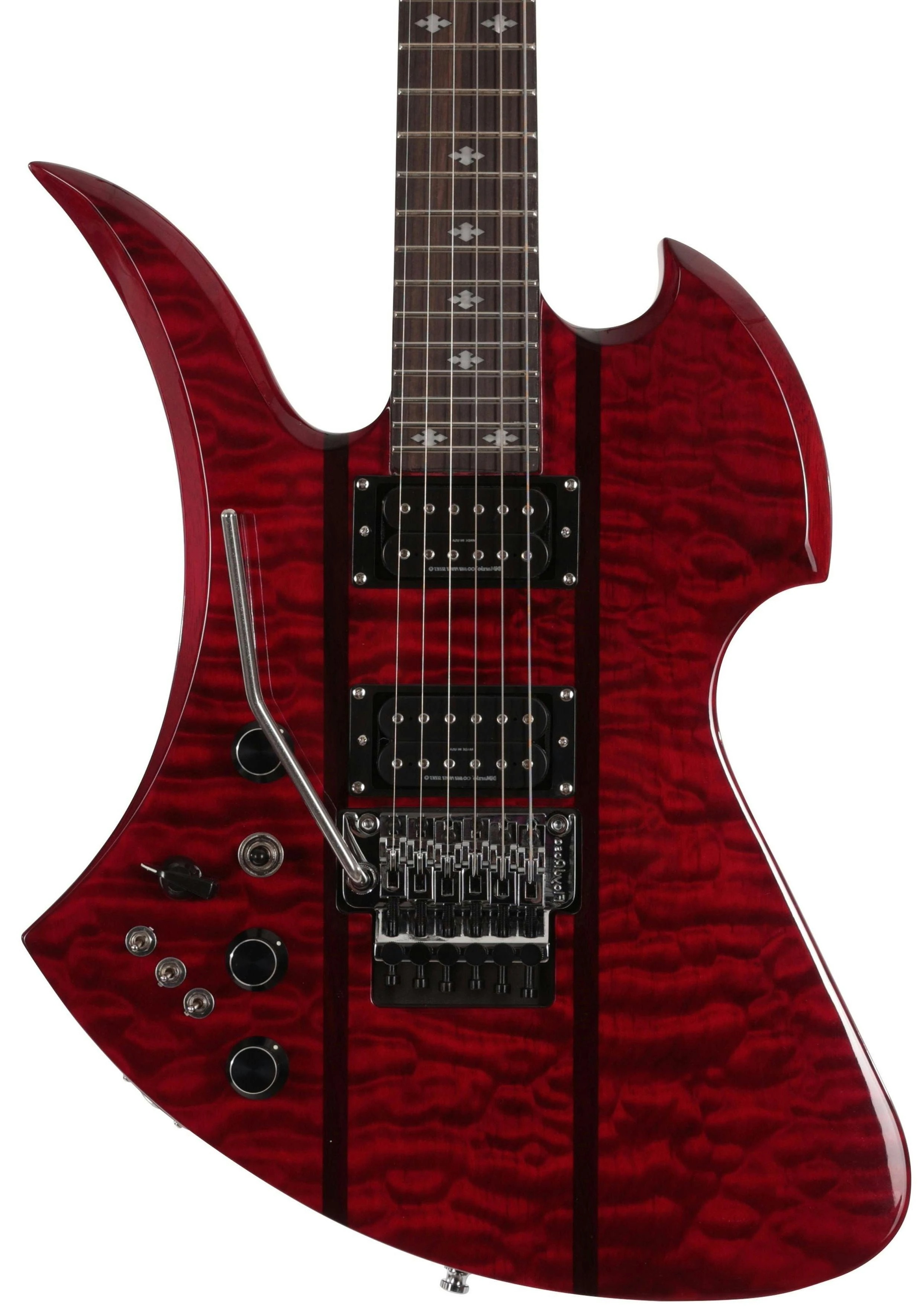 BC Rich Legacy Series Mockingbird ST Left Handed Electric Guitar with Floyd Rose in Transparent Red - MGSTLETRLH-Body-Left.jpg