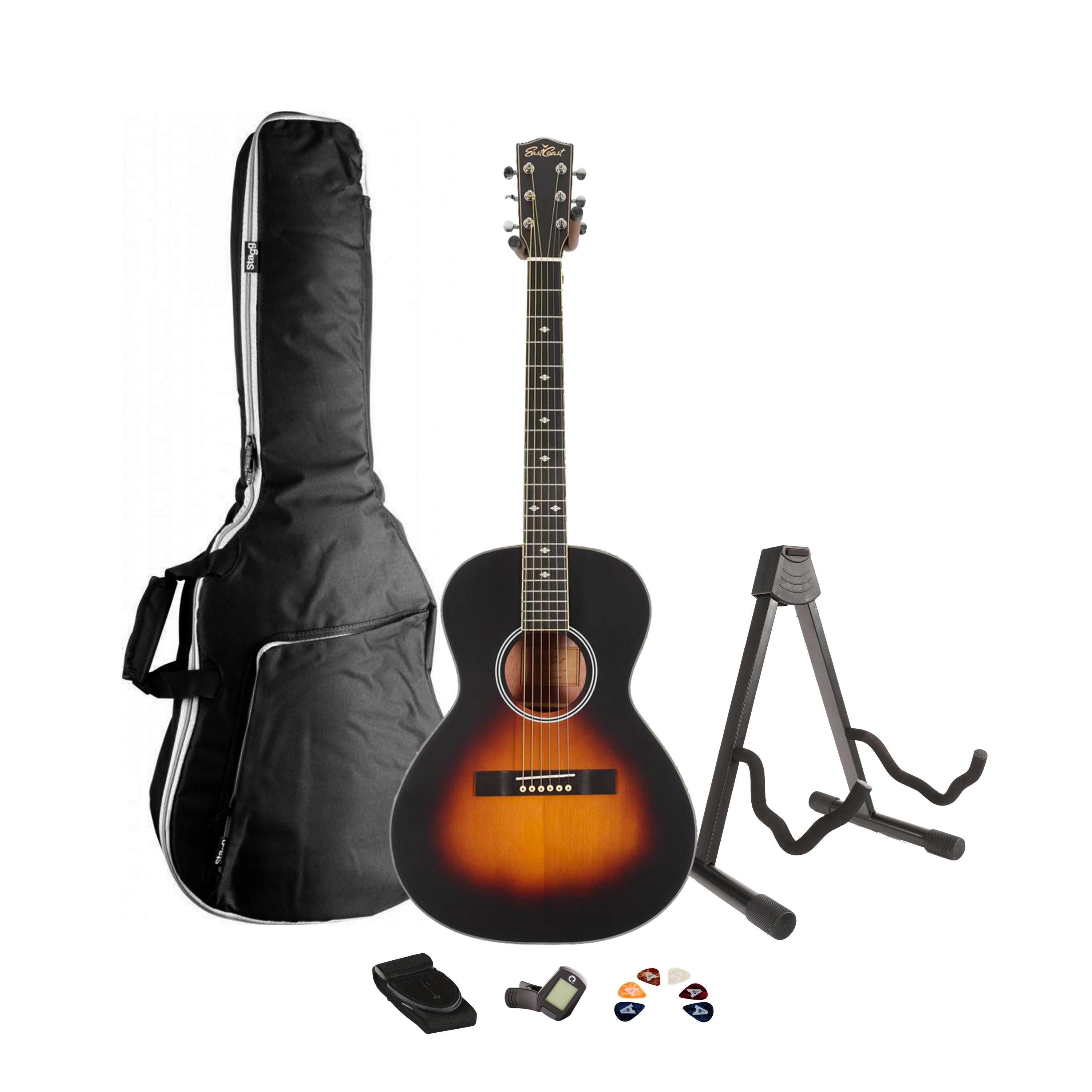 EastCoast PL Parlour Acoustic Guitar in Tobacco Burst Starter Pack - BUN-EC-PL-TBS.jpg