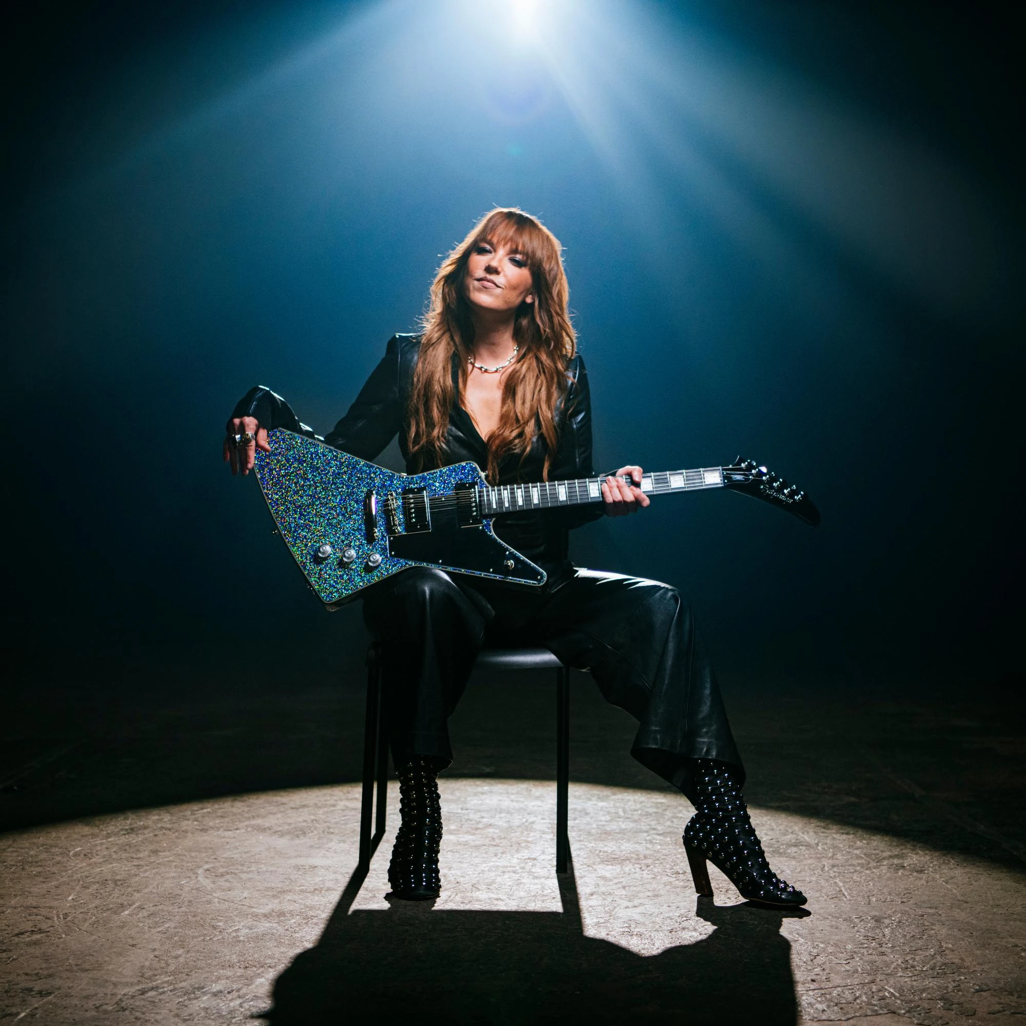 Epiphone Lzzy Hale Signature Explorer Custom Electric Guitar in Black Diamond Holographic Sparkle - EILHEXDSNH-Artist.jpg