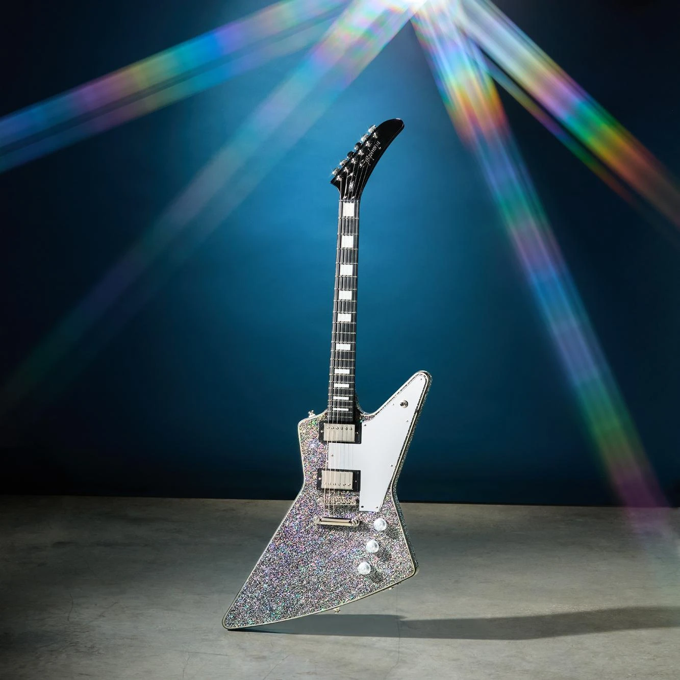 Epiphone Lzzy Hale Explorer Custom in Black Diamond Holographic Sparkle -  Andertons Music Co.