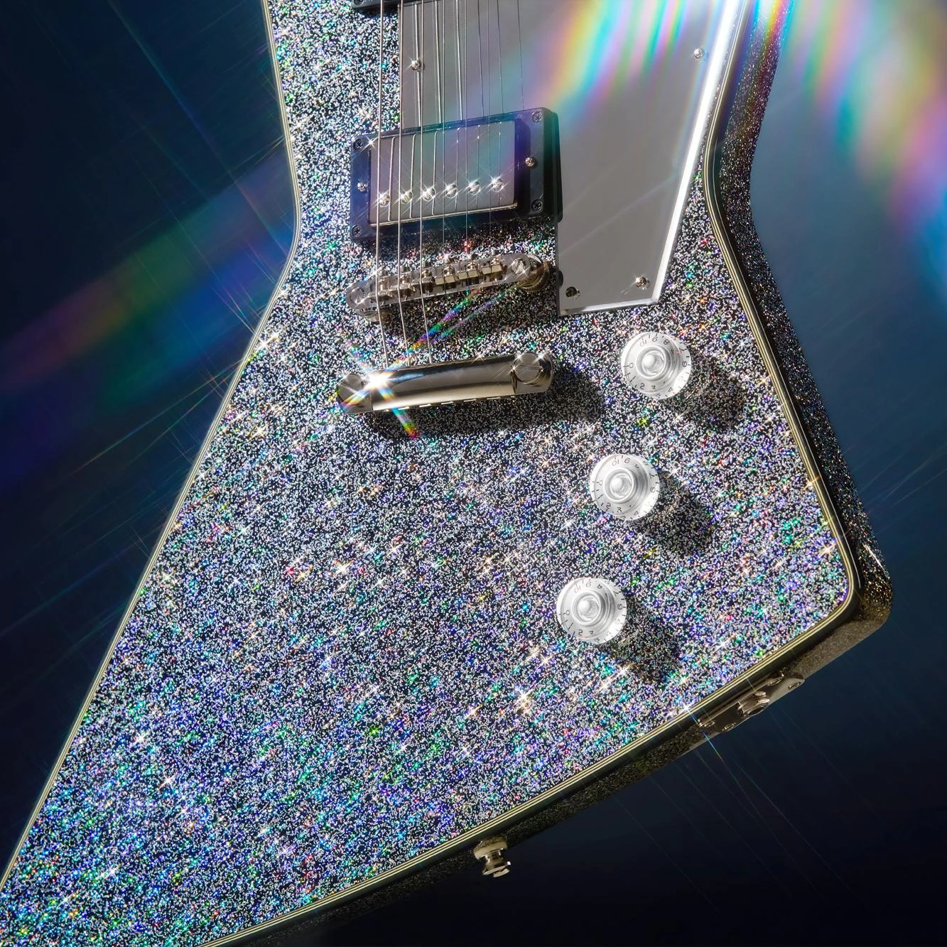 Epiphone Lzzy Hale Signature Explorer Custom Electric Guitar in Black Diamond Holographic Sparkle - EILHEXDSNH-Beauty-Controls.jpg
