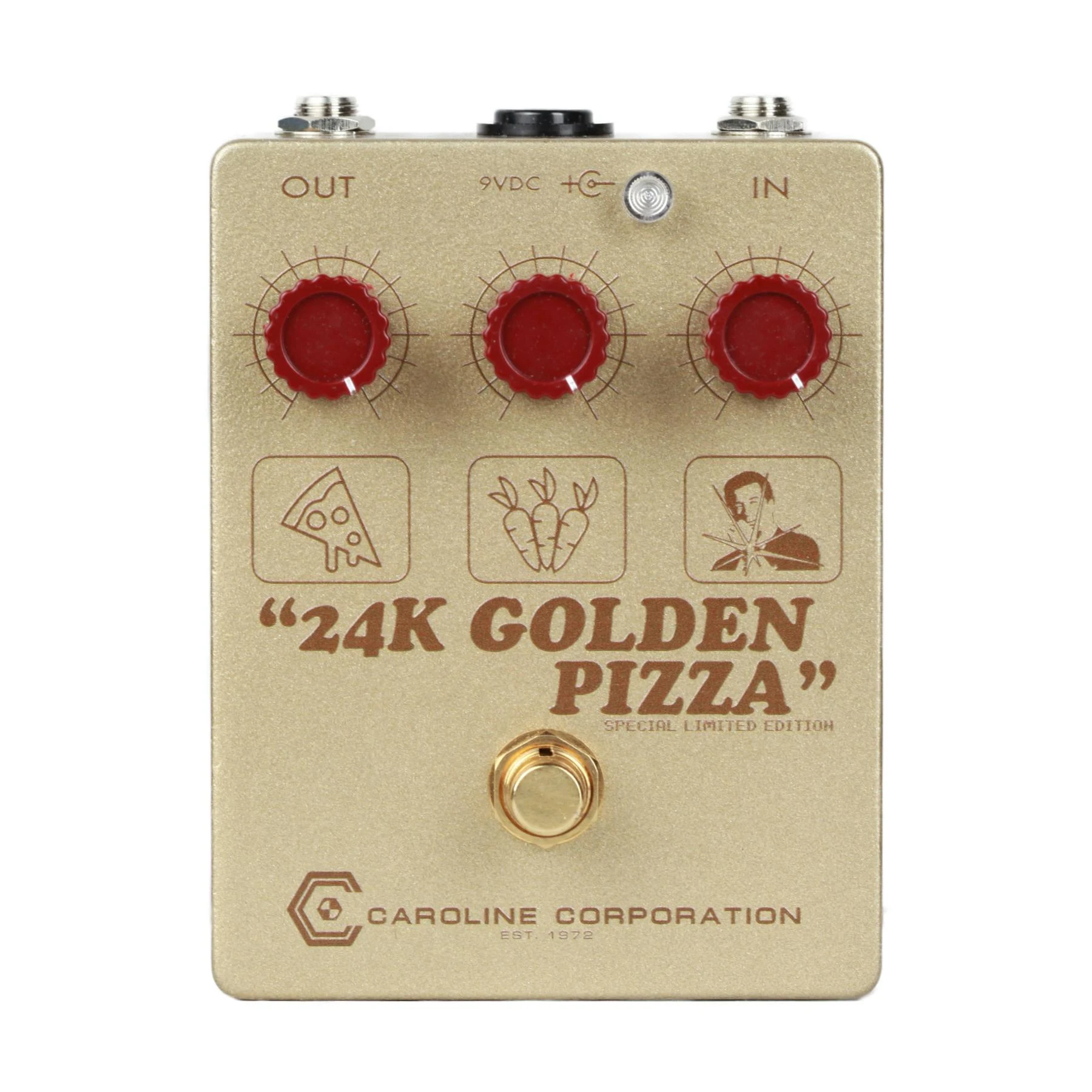 Caroline Guitar Company Limited Edition 24K Golden Pizza Fuzz Pedal - Caroline_24kPizza_STOCK_1.jpg