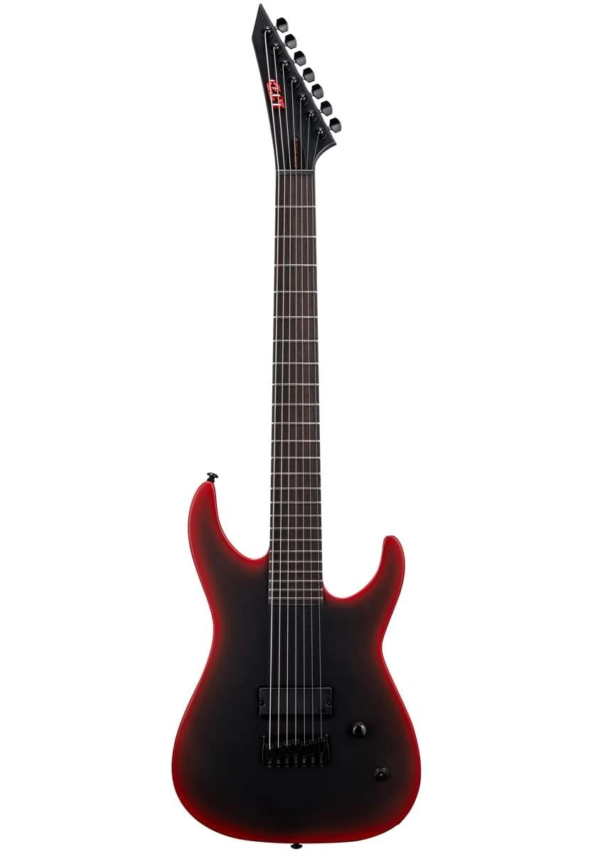 ESP LTD M-7 Baritone Black Metal II Electric Guitar in Black Redburst Satin - M-7HT BARITONE_BLKREDBS_FRONT_WH.jpg