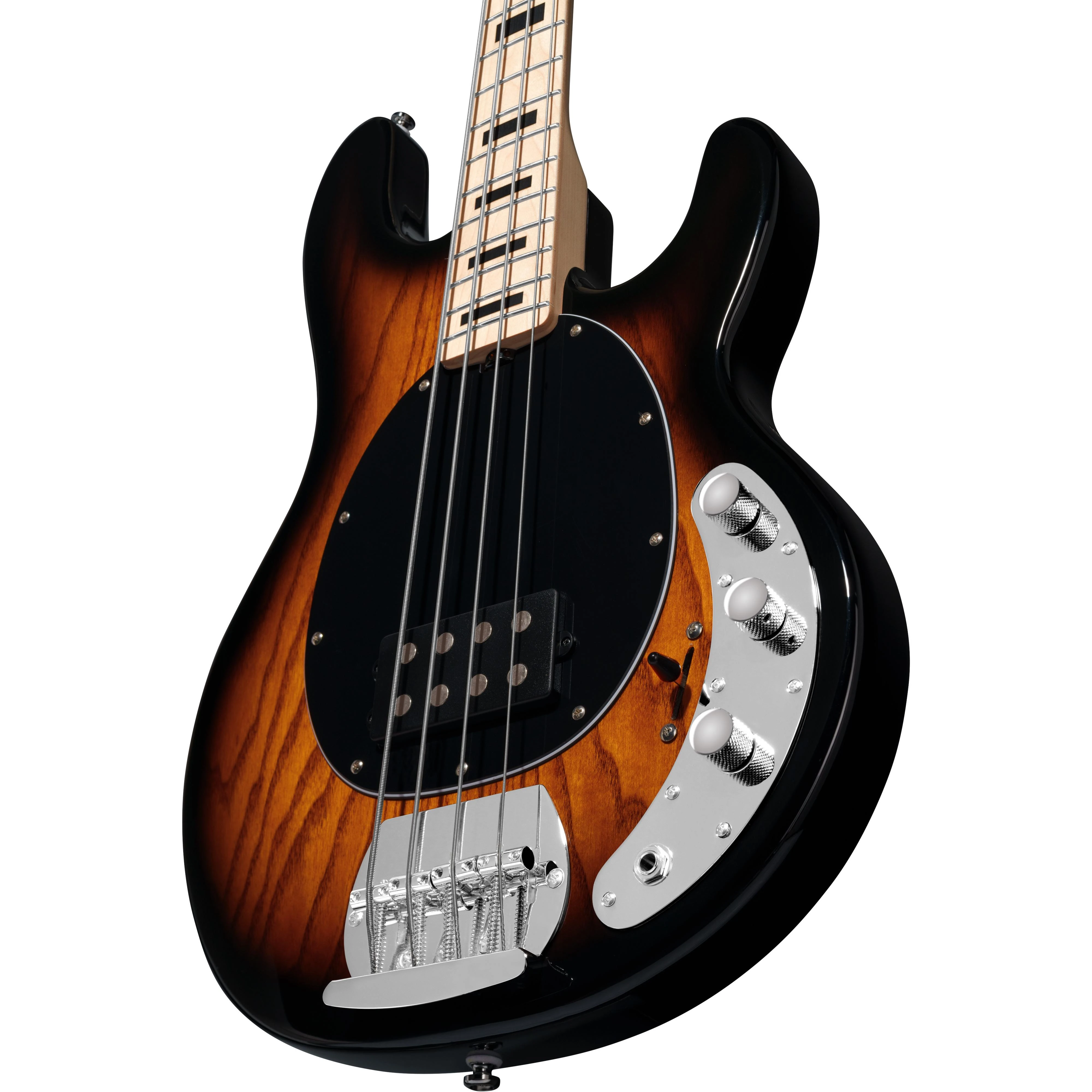 Sterling by Music Man StingRay Plus RAY4X Bass Guitar in Vintage Sunburst - STRAY4XASHVSBM1C-Body-Angle.jpg