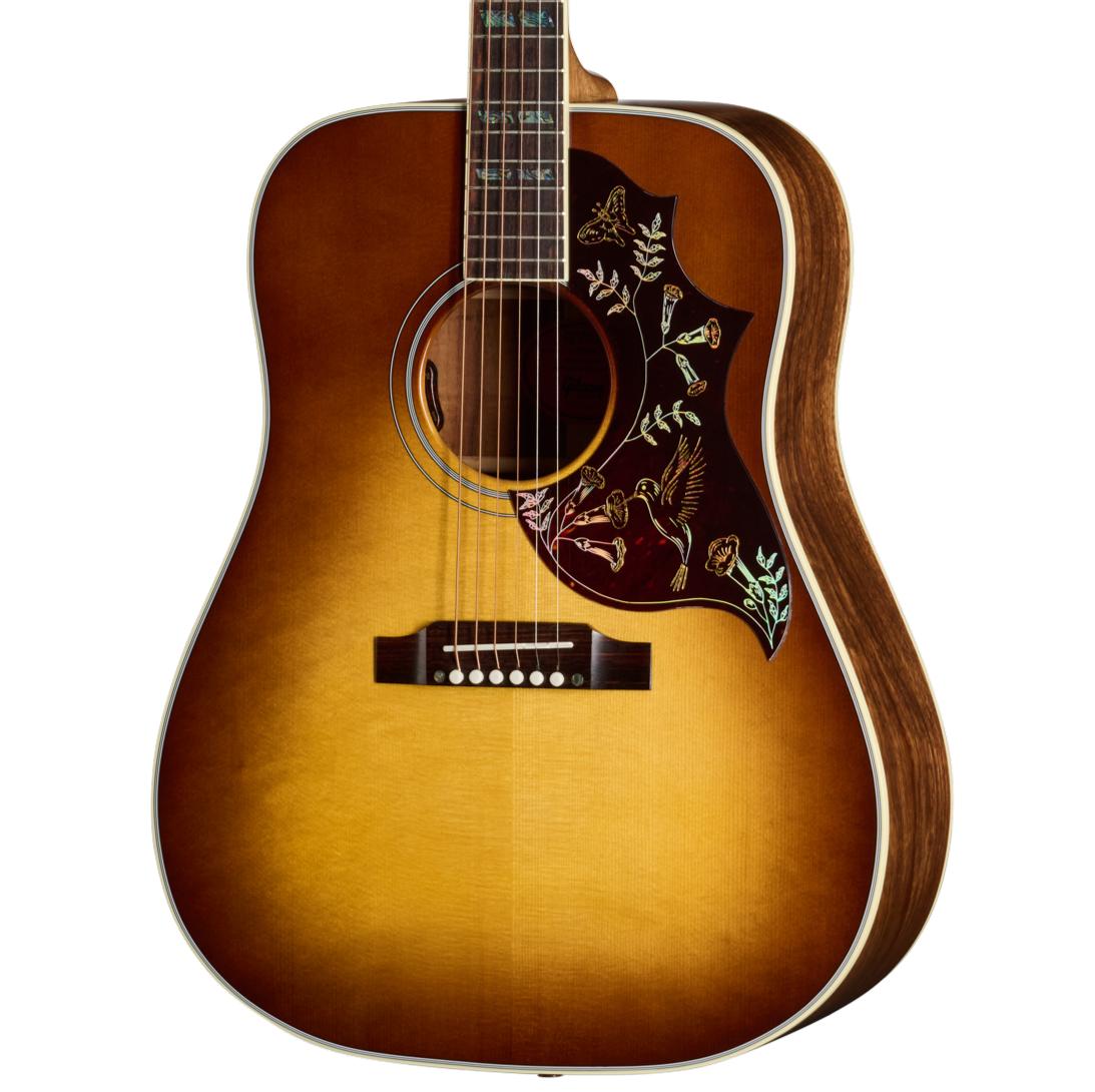 Gibson Custom Shop Hummingbird Elegant Koa Electro Acoustic Guitar in Honey Burst - CSSSHBEKHB_3_Front cropped .jpg