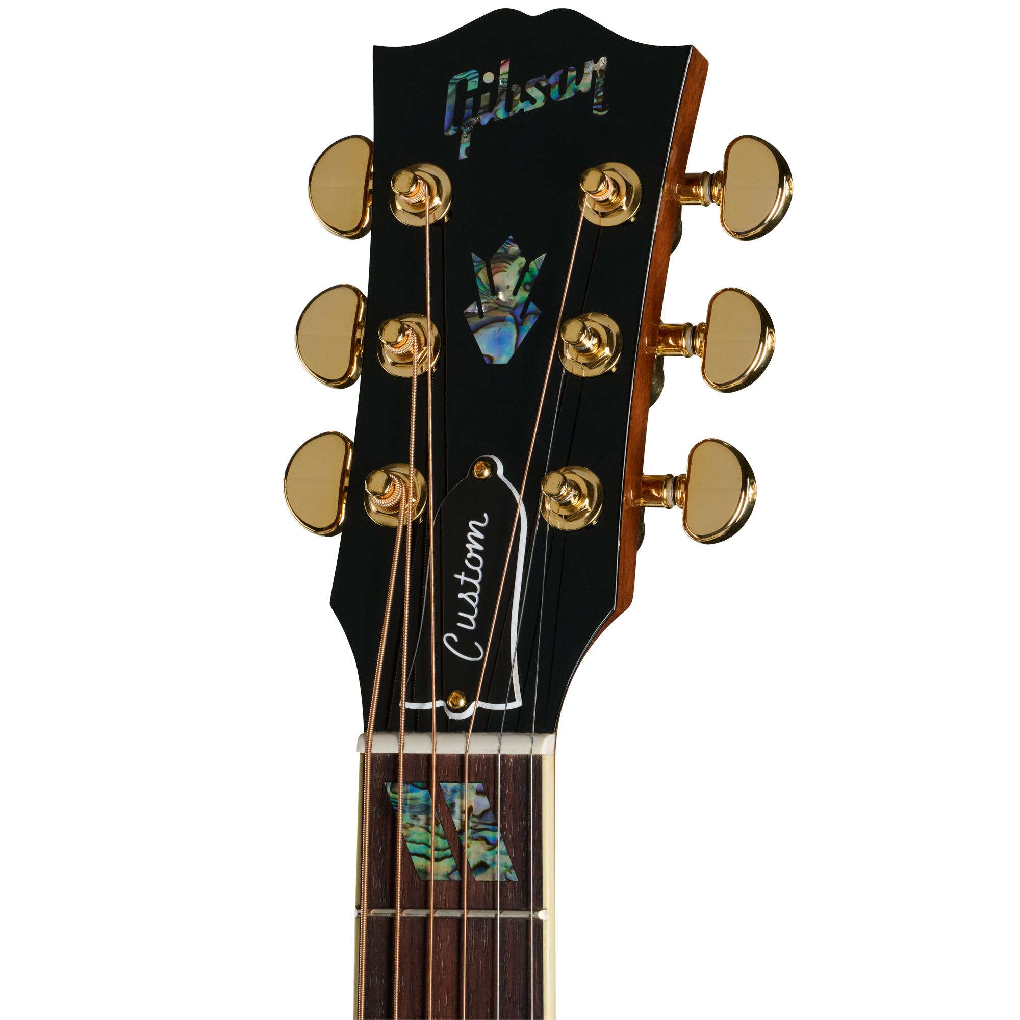 Gibson Custom Shop Hummingbird Elegant Koa Electro Acoustic Guitar in Honey Burst - CSSSHBEKHB_5_Headstock.jpg