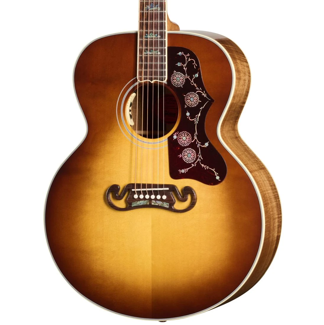 Gibson Custom Shop SJ-200 Elegant Koa Electro Acoustic Guitar in Honey Burst - CSJB20EKHB_21815038_3_Front cropped.jpg
