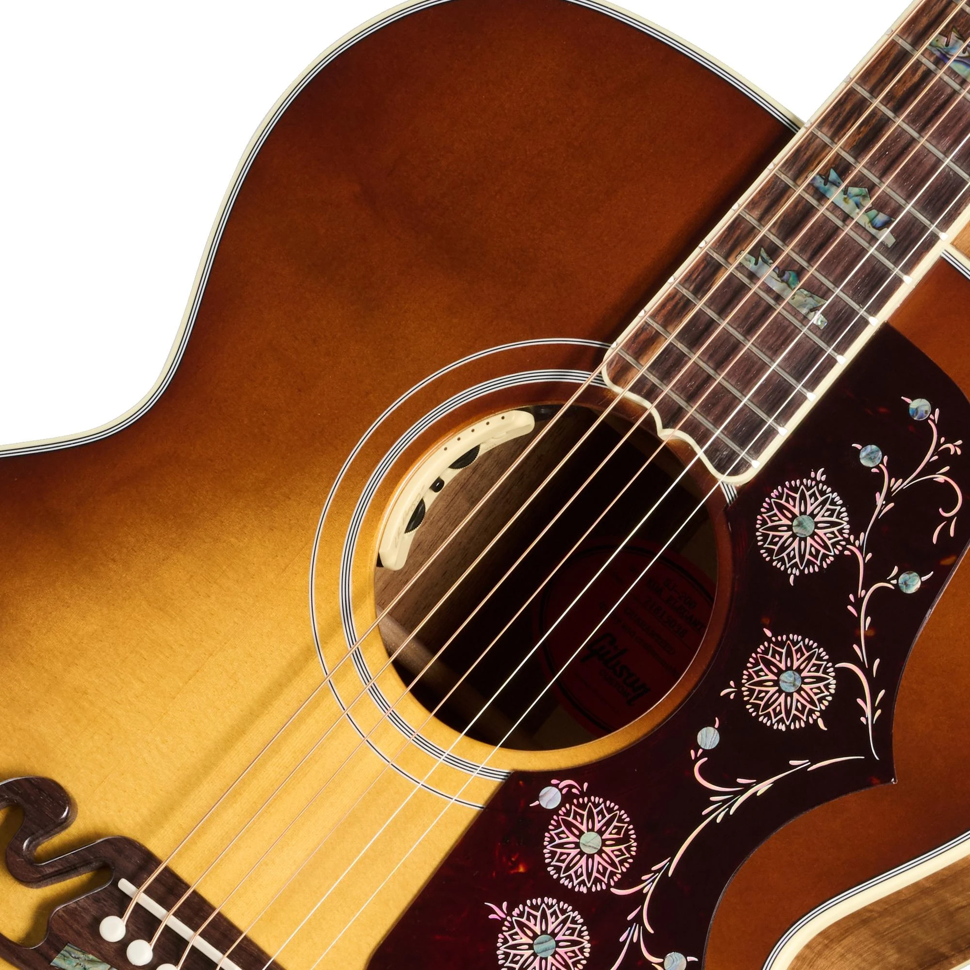 Gibson Custom Shop SJ-200 Elegant Koa Electro Acoustic Guitar in Honey Burst - CSJB20EKHB_21815038_7_SoundHole.jpg
