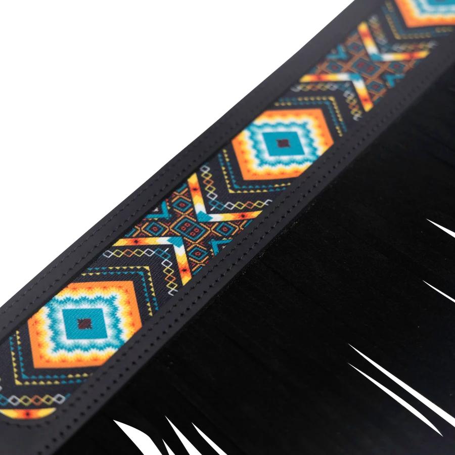 Levys Crazy Horse Leather Strap with Fringe Black Guitar Strap - MG317BOI-BLK-3.jpg