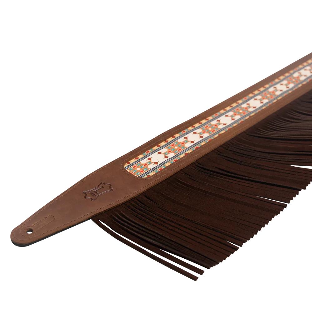 Levys Crazy Horse Leather Strap with Fringe Brown Guitar Strap - MG317BOI-BRN-3.jpg
