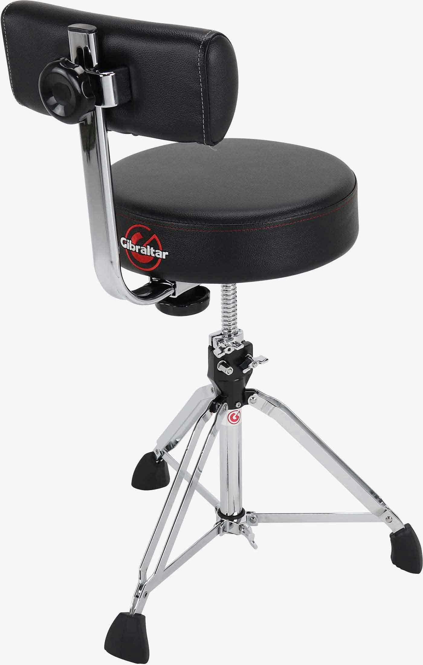 GIBRALTAR 9000 Series Stool, Round Stool, Black withBackrest - GI806909-Gibraltar_9000_Throne_round_With_Backrest_Back_Left.jpg