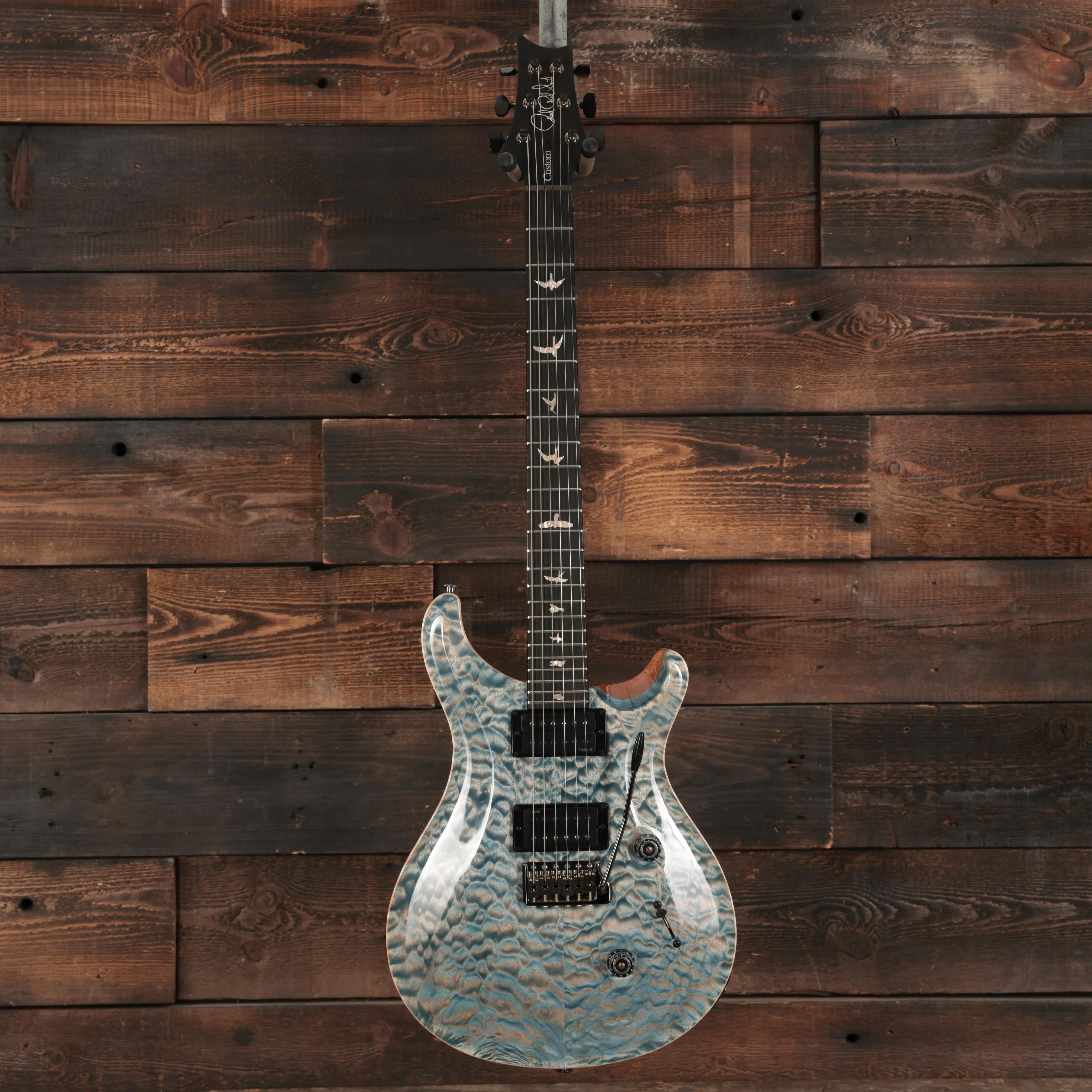 PRS Custom 24 Artist Quilt Electric Guitar in Faded Indigo with Korean Awabi Birds - 0427360 (4).JPG