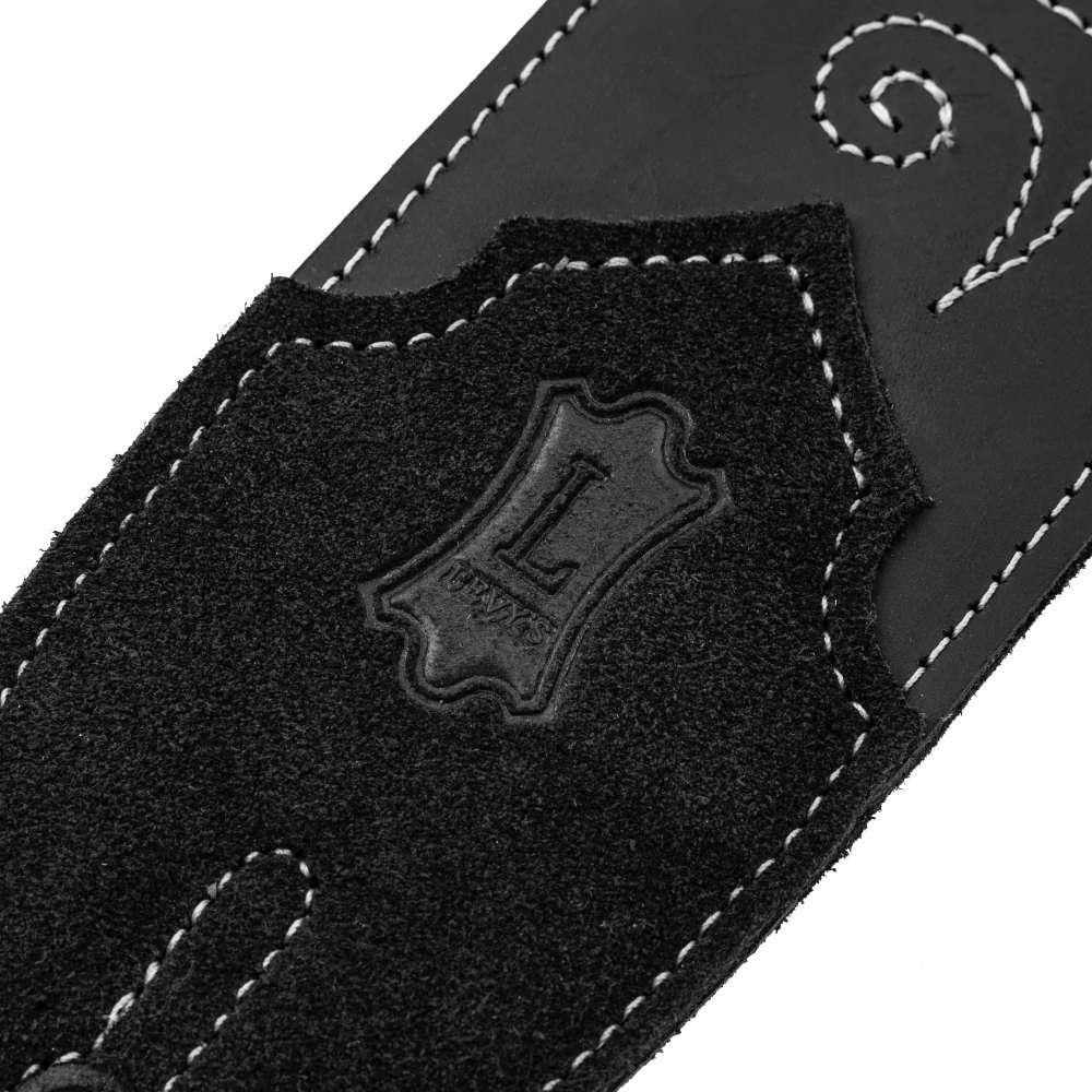 Levys Sunbird Multi Layer Leather Black Hummingbird Guitar Strap - M4HB-BLK (4).jpg