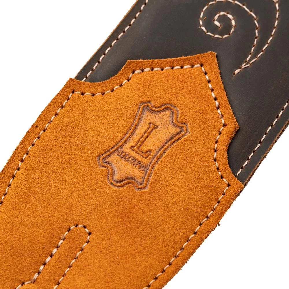 Levys Sunbird Multi Layer Leather Dark Brown Hummingbird Guitar Strap - M4HB-DBR (4).jpg