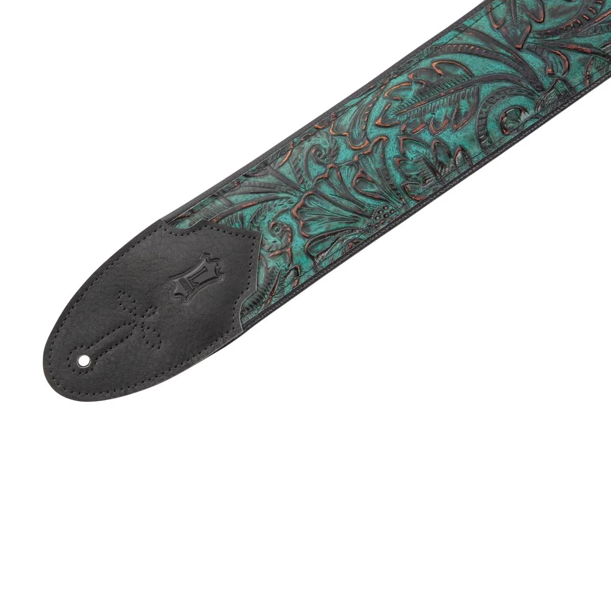 Levys Sundance Embossed Leather 2 Ply Garment Back 3 Inch Turquoise Guitar Strap - M4WP-001 (2).jpg