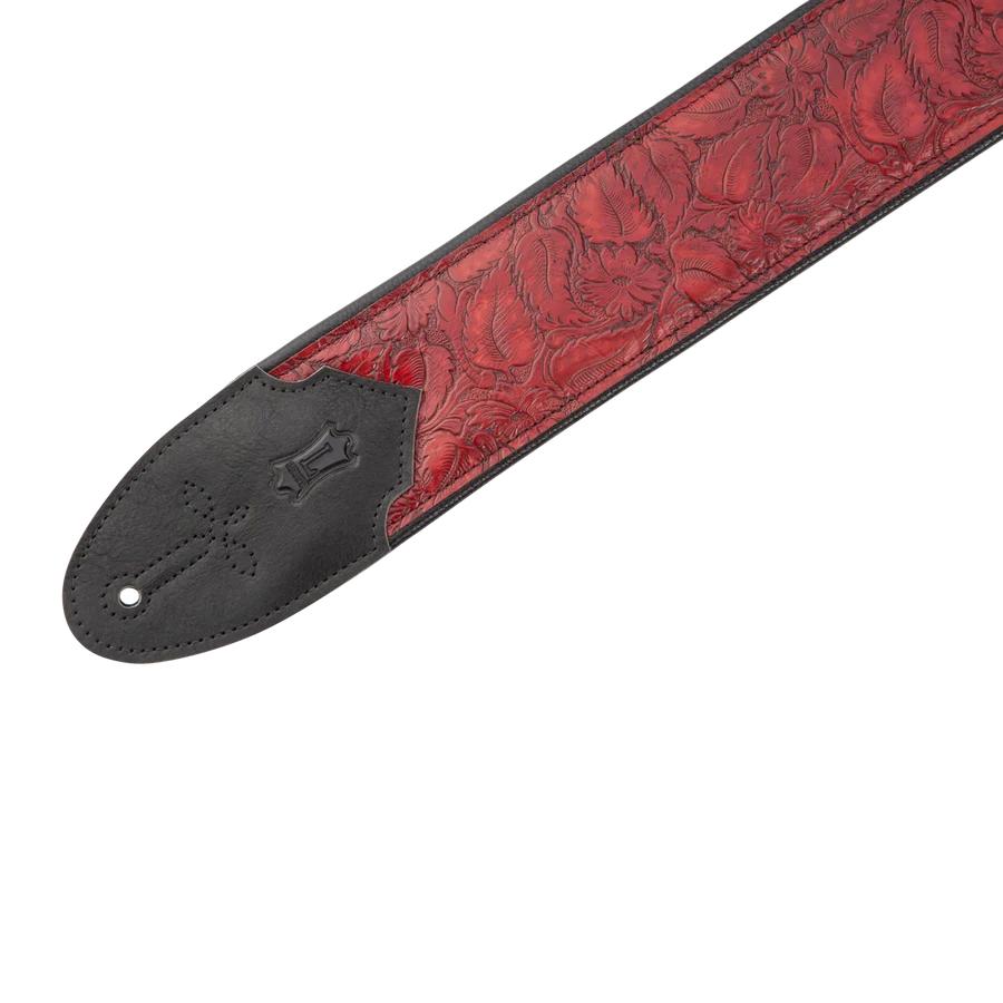 Levys Sundance Embossed Leather 2 Ply Garment Back 3 Inch Geranium Merlot Guitar Strap - M4WP-003 (2).jpg