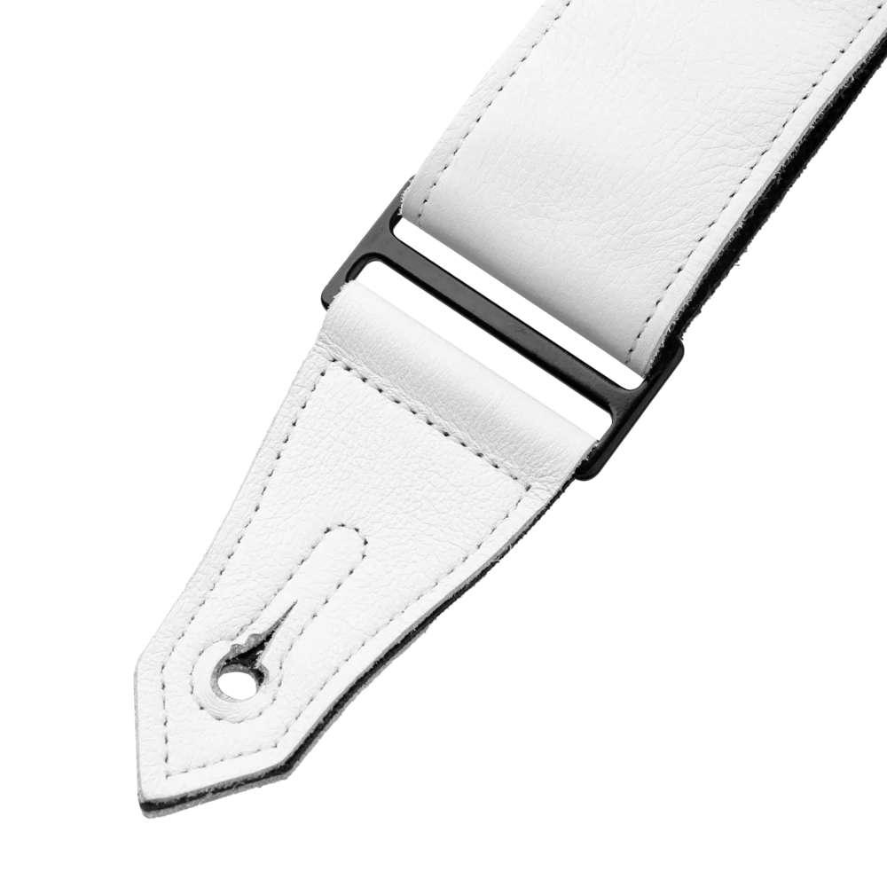 Levys Rebel Premium Garment Leather White w Black Eyelets Guitar Strap - M80RBEY-WHT (1).jpg