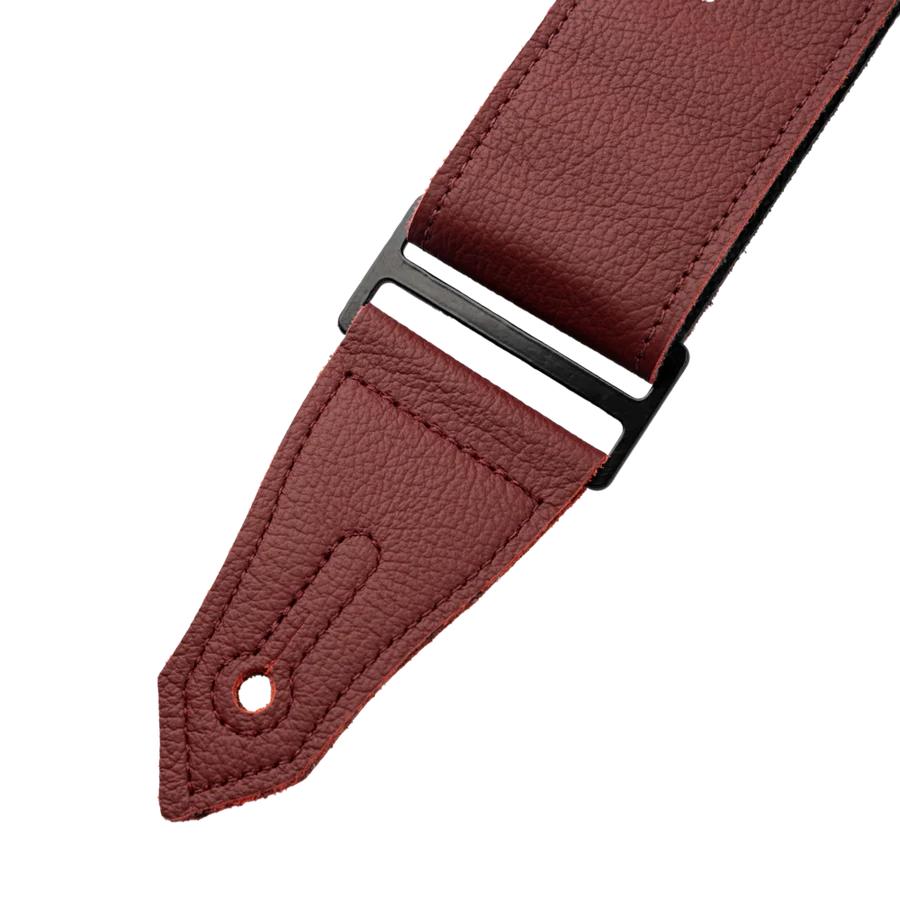 Levys Rebel Premium Garment Leather Ox Blood w Black Eyelets Guitar Strap - M80RBEY-BRG (1).jpg
