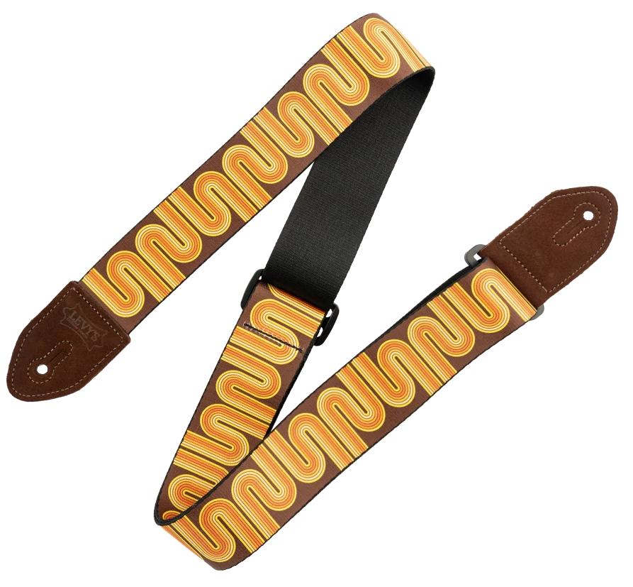Levys Mid Century Modern Brown and Orange Sunset Groove Guitar Strap - MP2MCM-001 (1).jpg