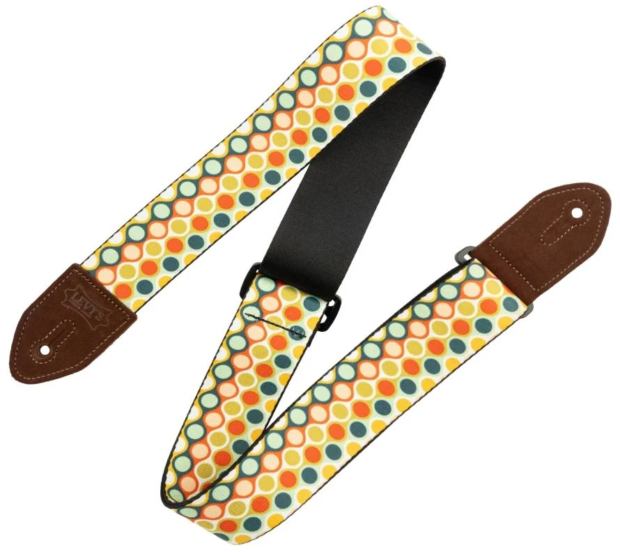 Levys Mid Century Modern Red Blue Green and Gold MCM Bubbles Guitar Strap - MP2MCM-004 (1).jpg