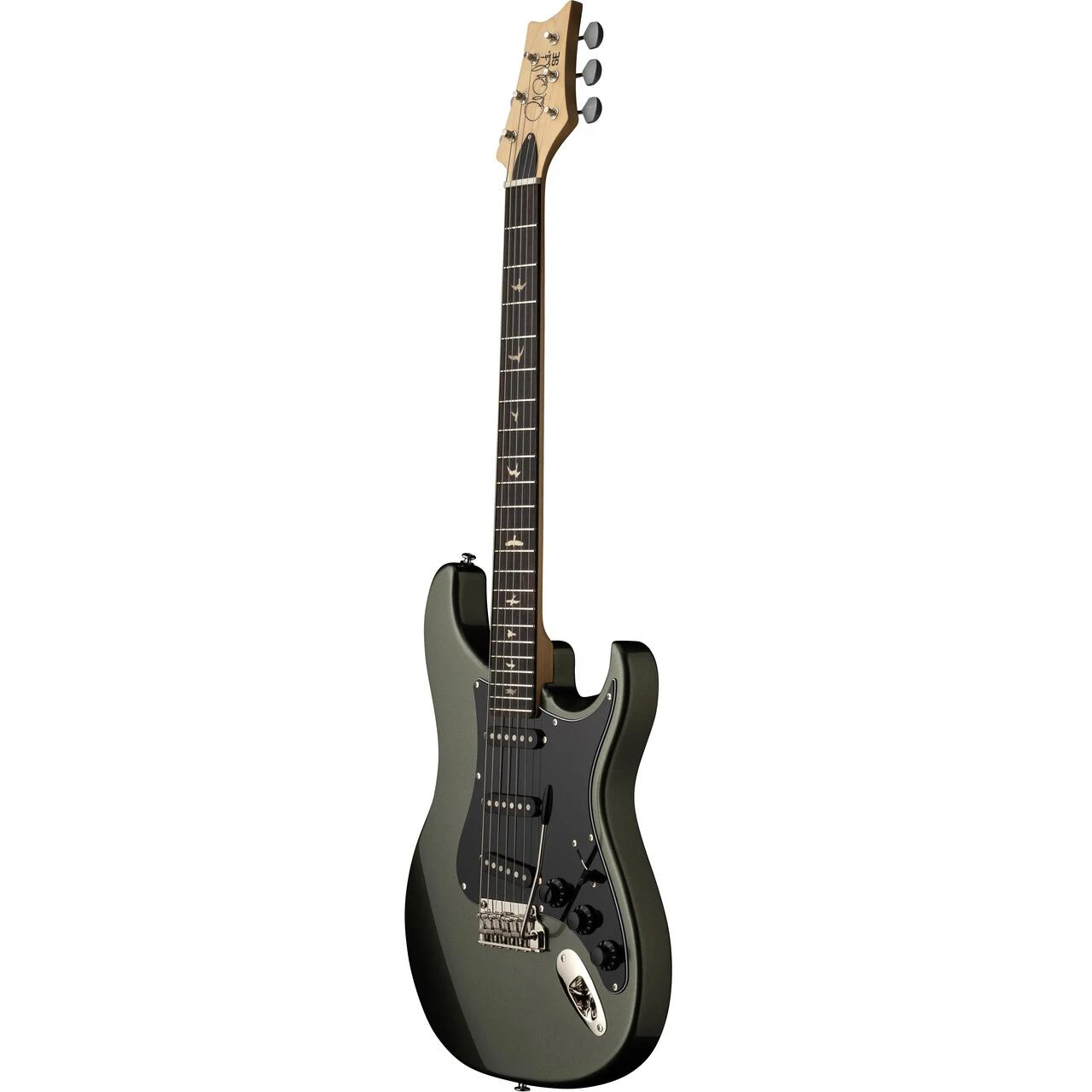PRS SE John Mayer Silver Sky Defender Electric Guitar in Woolstone Green - 1185578R-Angle.jpg