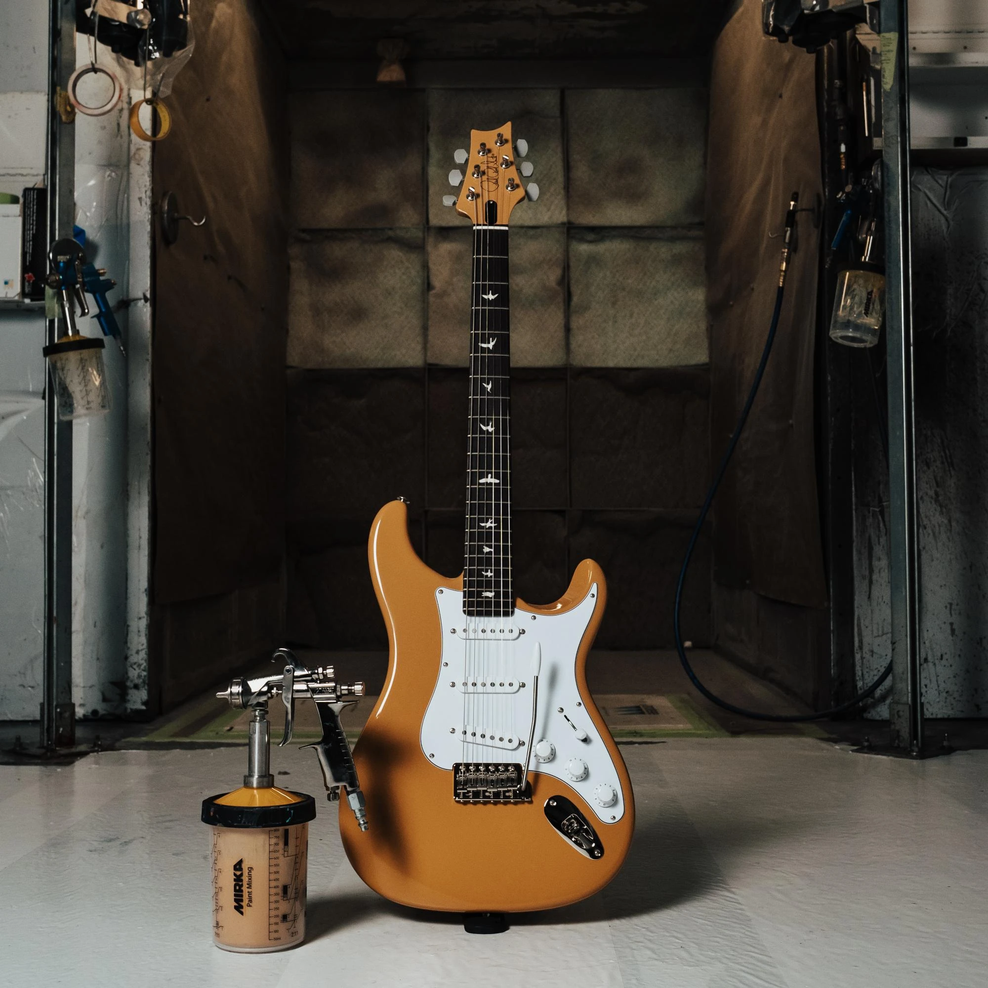 PRS John Mayer Silver Sky Defender Electric Guitar in Sandglow Yellow - 1185915H-Lifestyle.jpg
