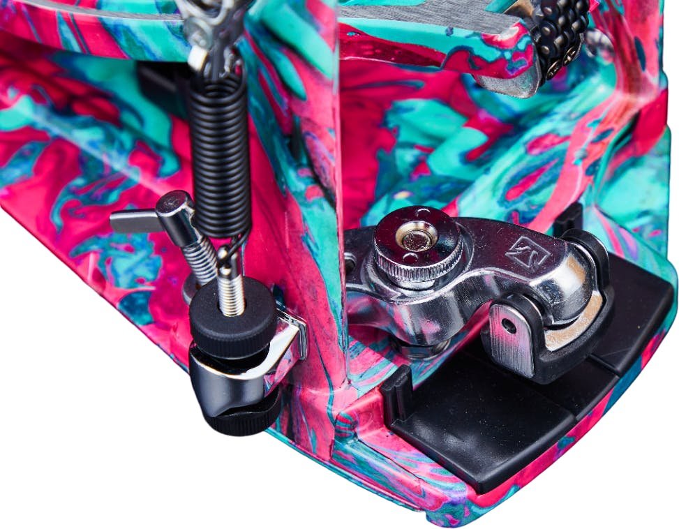 Iron Cobra 900 Marble Coral Swirl Power Glide Single Pedal withCarrying Case - HP900PMCS-HP900PMCS_Para_Clamp.jpg