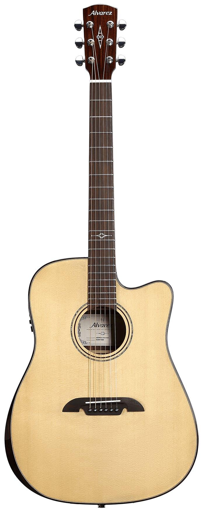 B Stock : Alvarez Artist Elite AED90CE Electro Acoustic Guitar in Natural - 003 - AED90CESPBAR-Alvarez-Artist-Elite-Dreadnought-Cutaway-Bevel-Spruce-top-Macassar-Ebony-back-Natural-LR-Baggs-SPB-Front.jpg