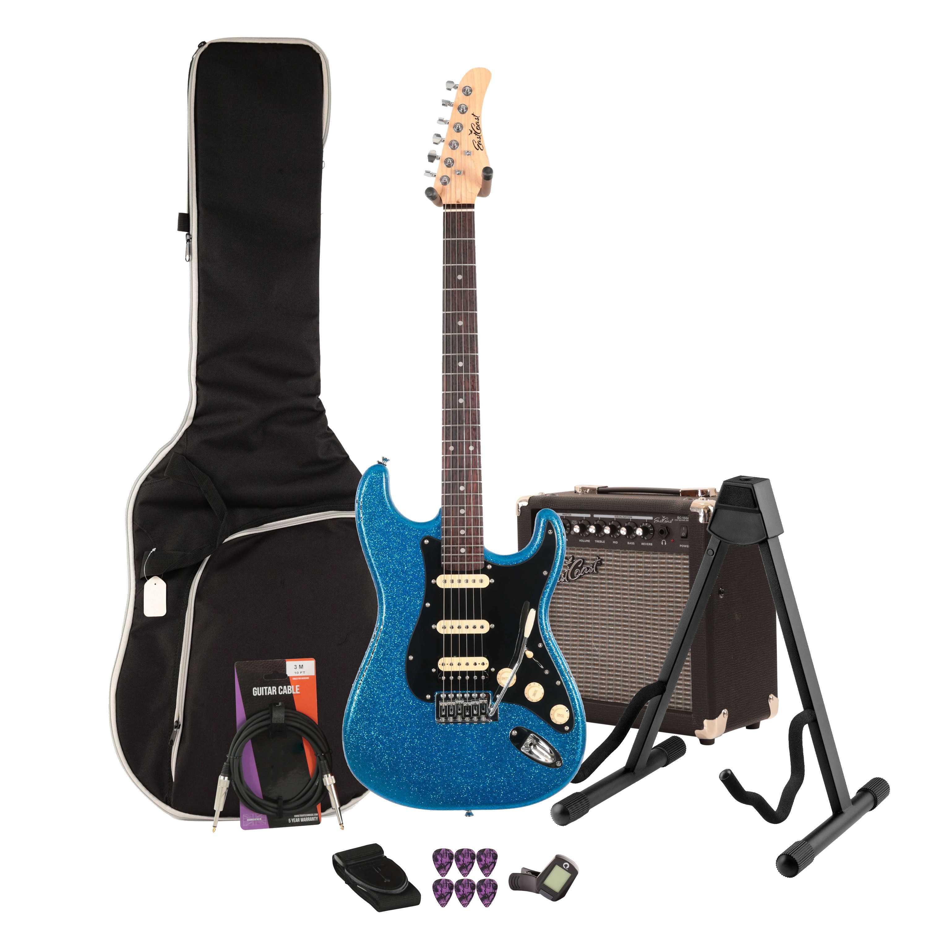 EastCoast ST2 Electric Guitar Starter Pack in Cerulean Sparkle with 15W Amp & Accessories - _BUN-EC-ST2-CSP.jpg