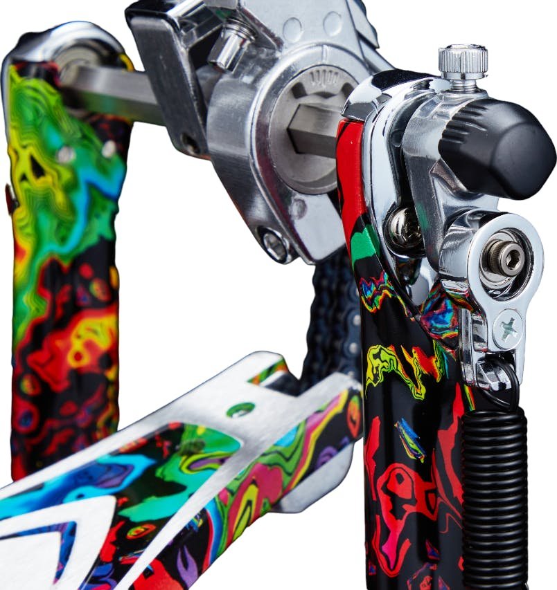 Iron Cobra 900 Marble Psychedelic  Rainbow Power Glide Single Pedal w/Carrying Case - HP900PMPR-HP900PMPR_Drive.jpg