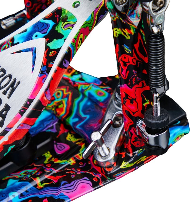 Iron Cobra 900 Marble Psychedelic  Rainbow Power Glide Single Pedal withCarrying Case - HP900PMPR-HP900PMPR_Spikes.jpg