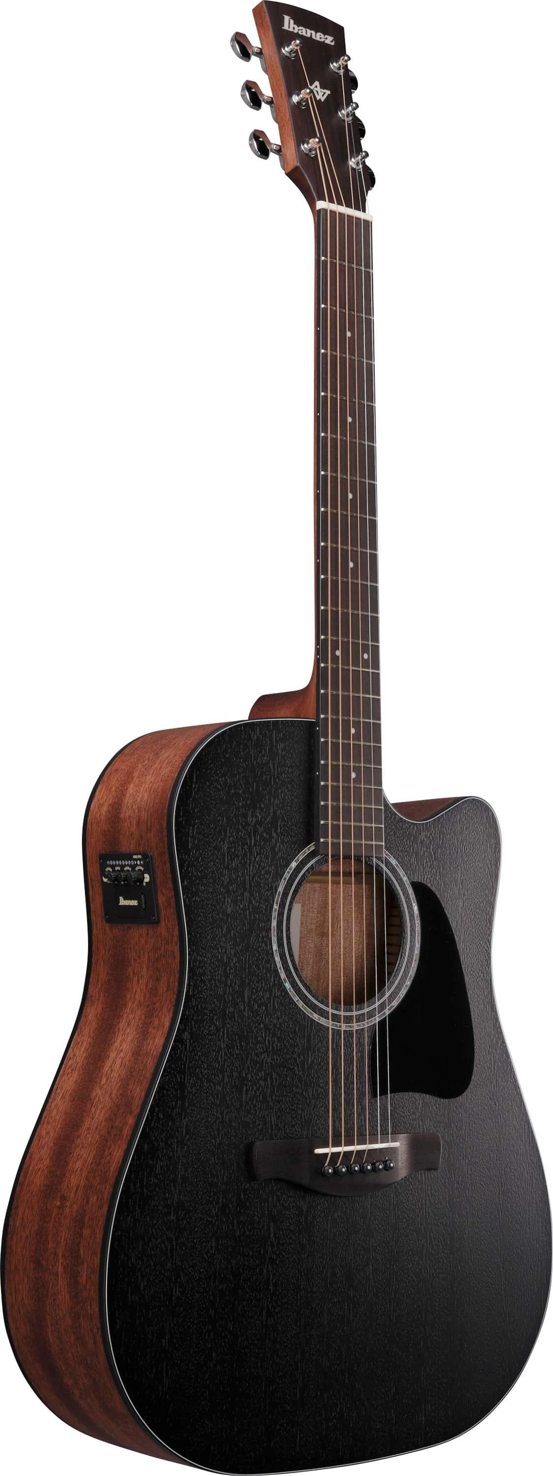 Ibanez AW247CE-WKH Artwood Electro Acoustic Guitar in Open Pore Weathered Black - AW247CE-WKH (5).jpg