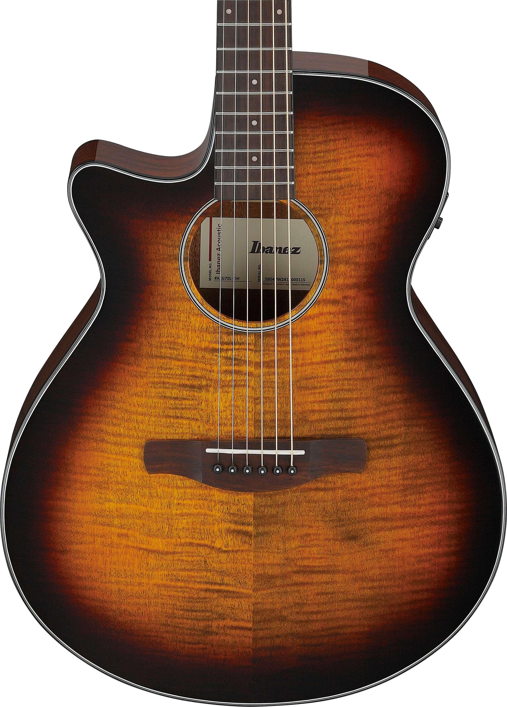 Ibanez AEG70L-TIH AEG Series Left Hand Electro Acoustic Guitar in Tiger Burst High Gloss - AEG70L-TIH (4).jpg